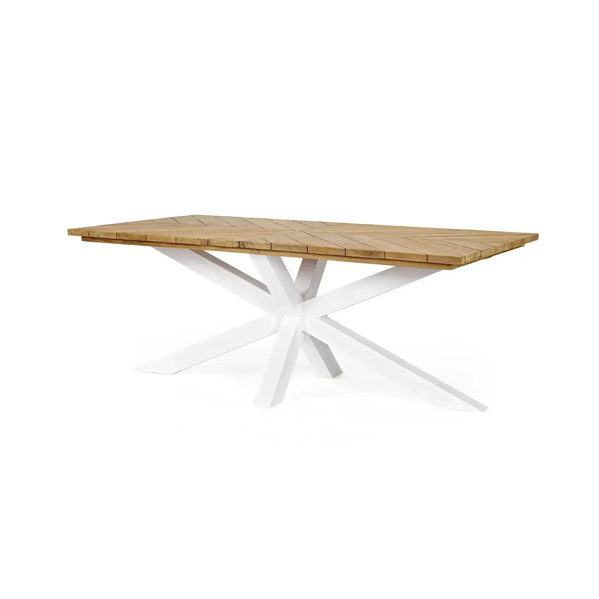 Stół PALMDALE 200x100 Bizzotto biały aluminium - teak