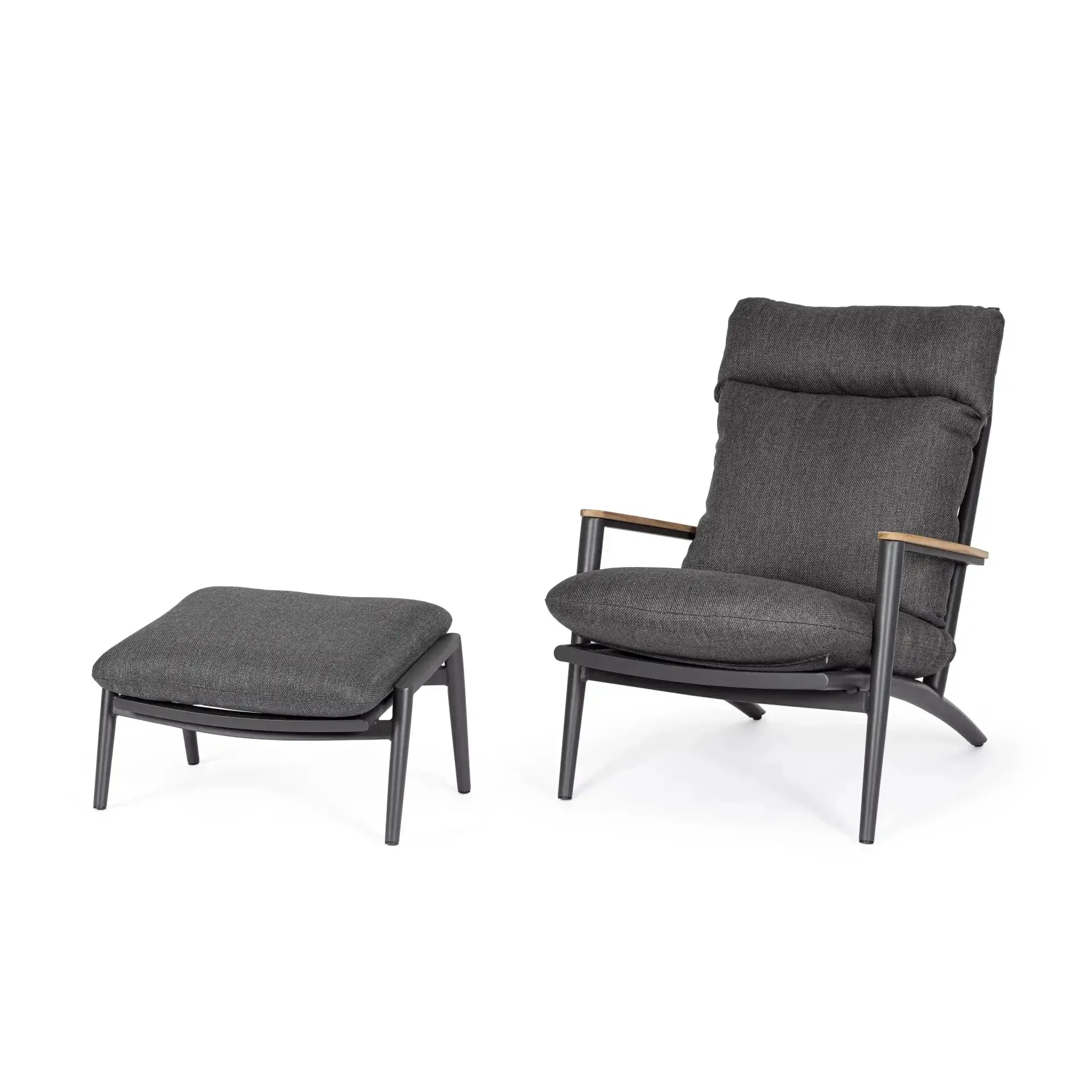 Fotel z podnóżkiem ogrodowy IBISCO  Bizzotto antracytowy aluminium