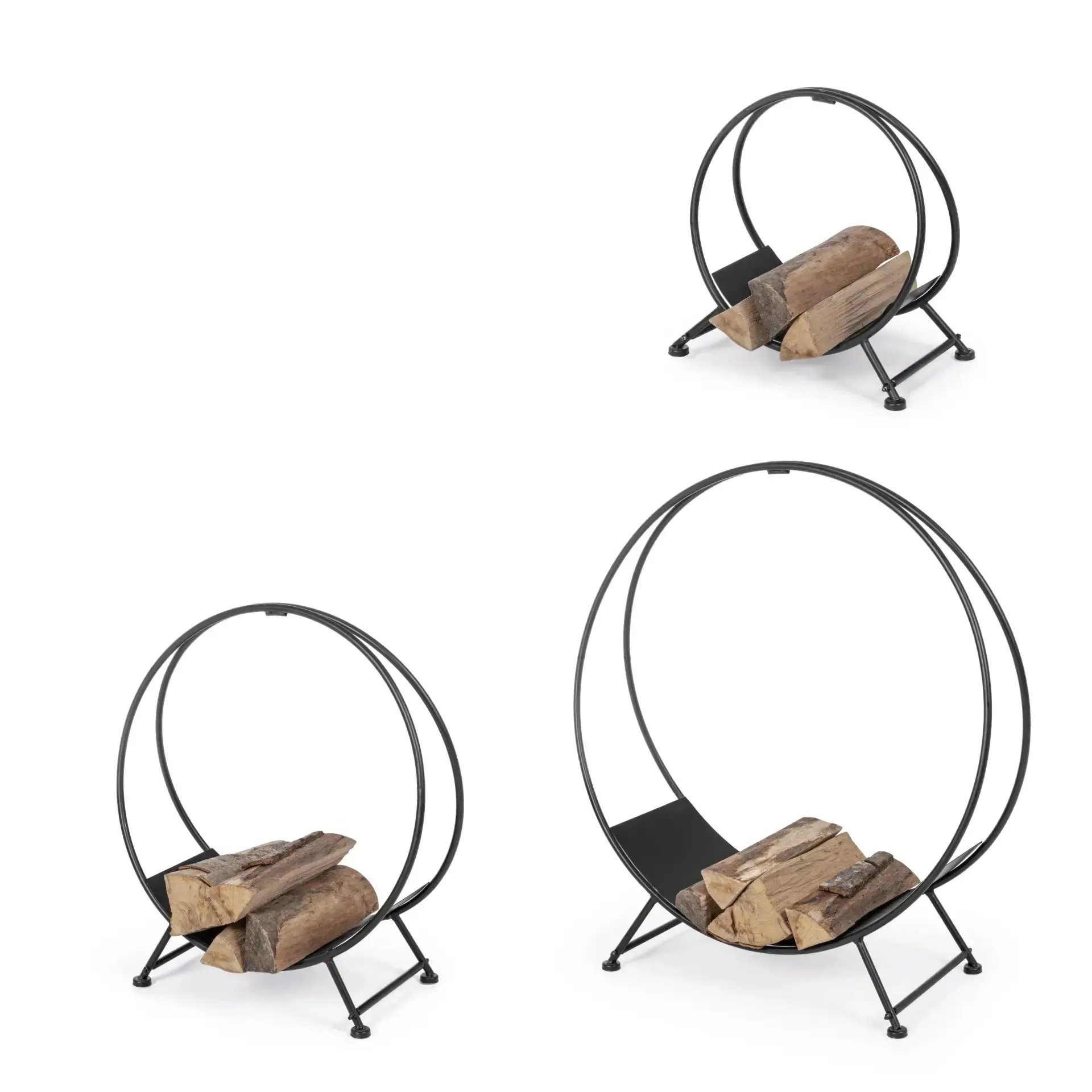 Zestaw  3 stojaków nadrewno EFESTO  Bizzotto antracytowe stal