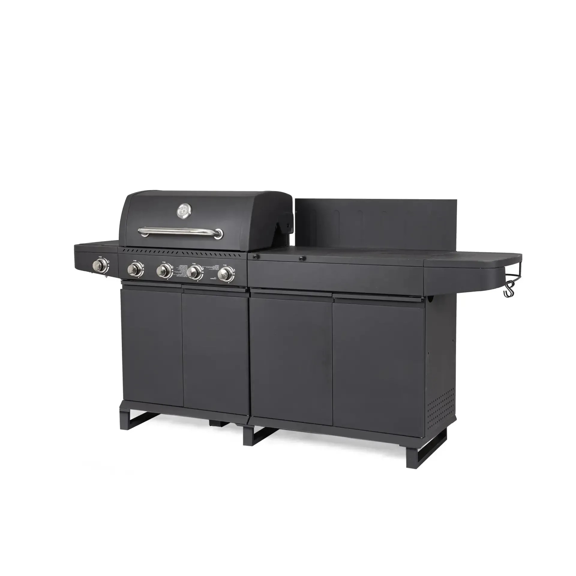 Duży grill ogrodowy gazowy bbq MERITA 216x57 Bizzotto antracytowy stal