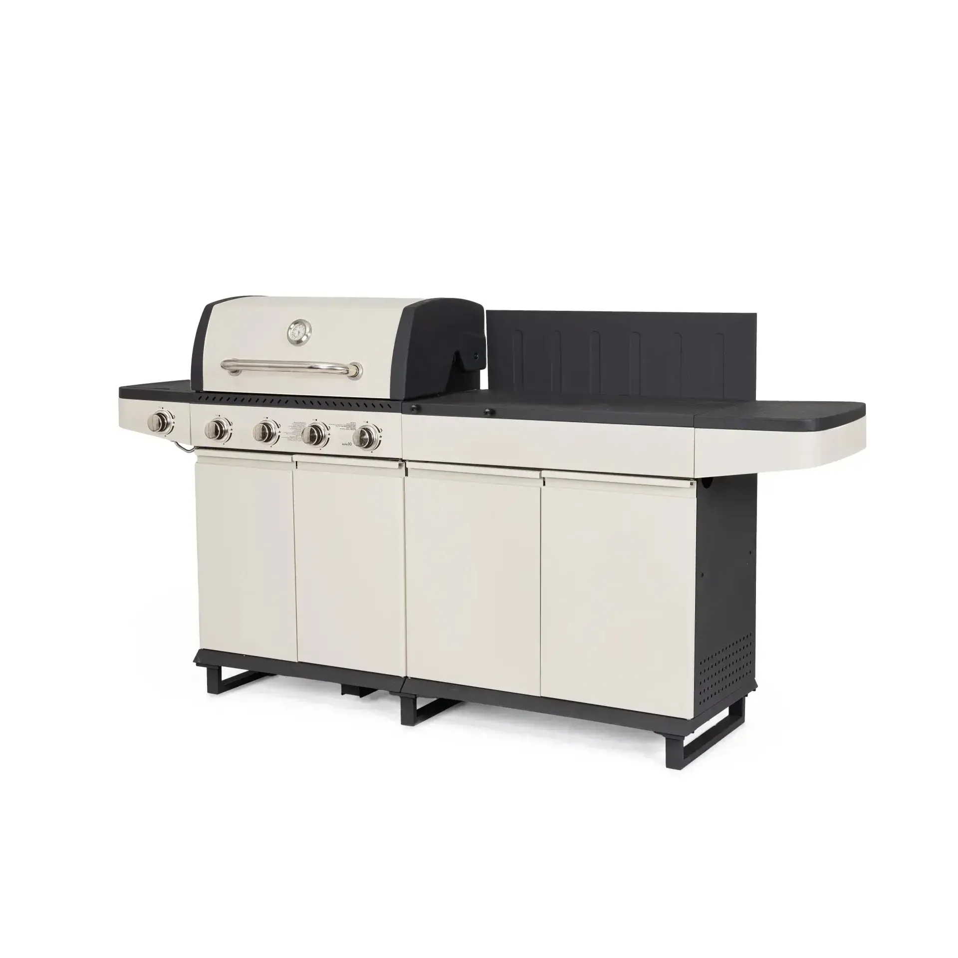 Duży grill ogrodowy gazowy bbq MERITA 216x57 Bizzotto beżowy stal