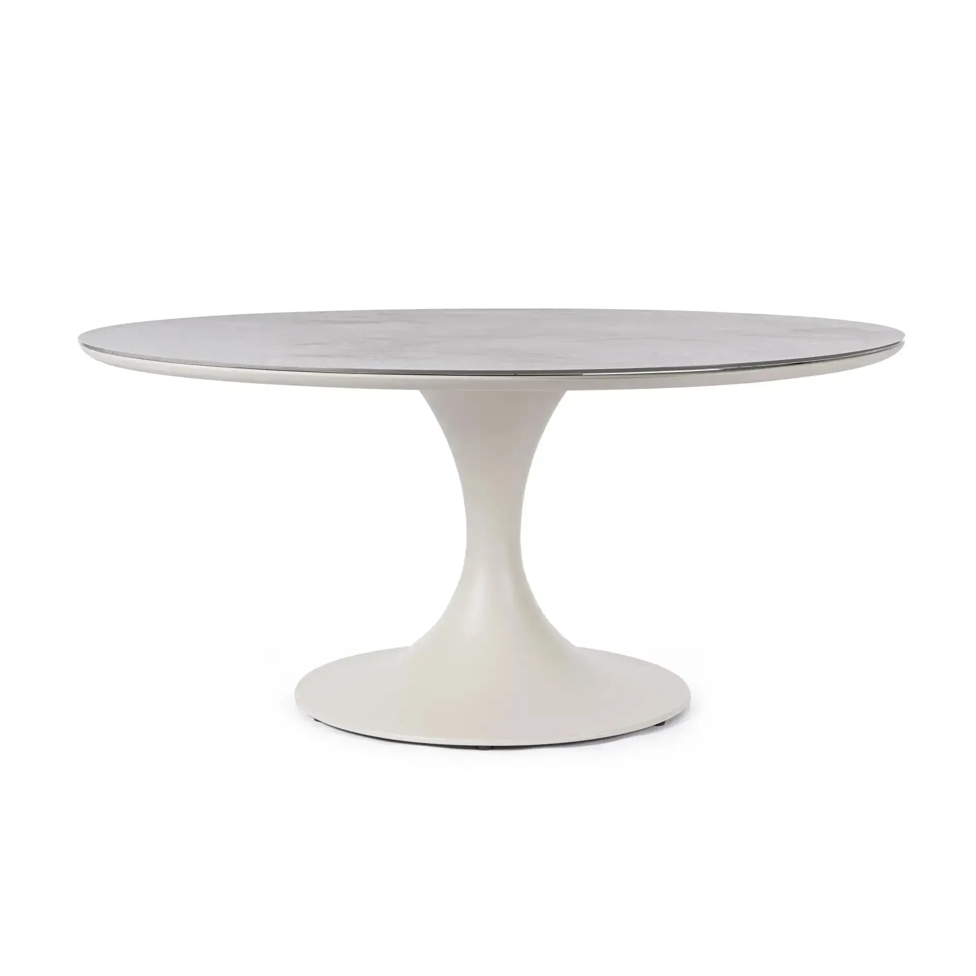 Okrągły stół premium ARNOLD Ø158 Bizzotto kremowy aluminiowy