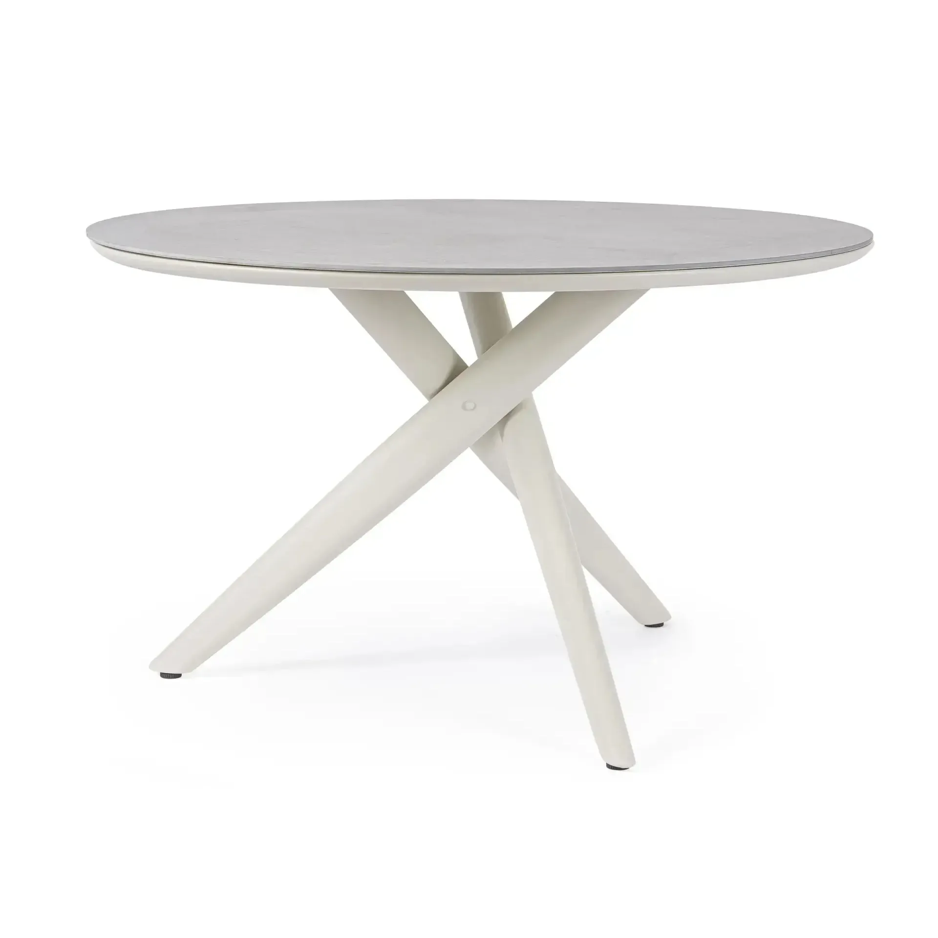 Okrągły stół JULIAN Ø120 Bizzotto kremowy aluminiowy