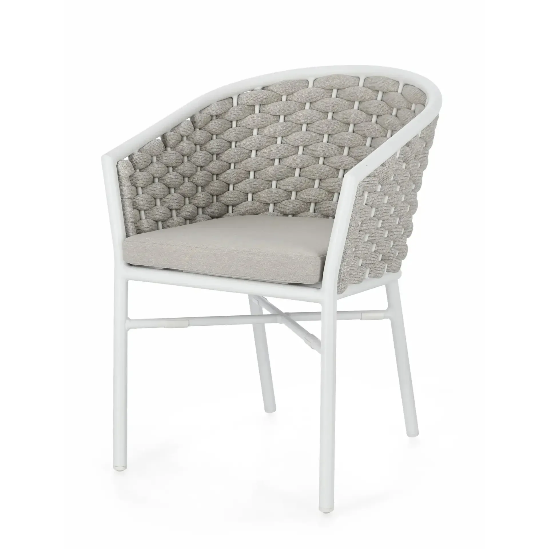 Krzesło ogrodowe MARGALIDA  Bizzotto biało-szare aluminiowe