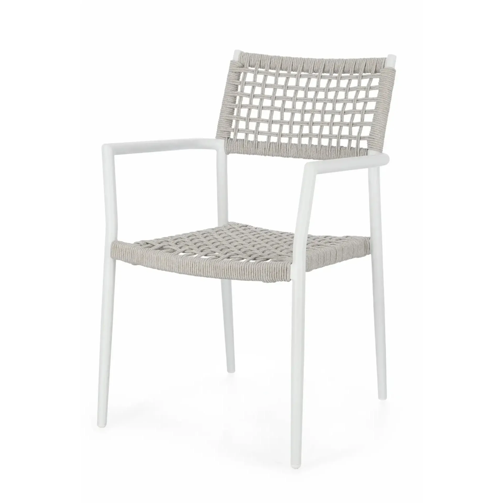 Krzesło ogrodowe CALETA  Bizzotto biało-beżowe aluminiowe