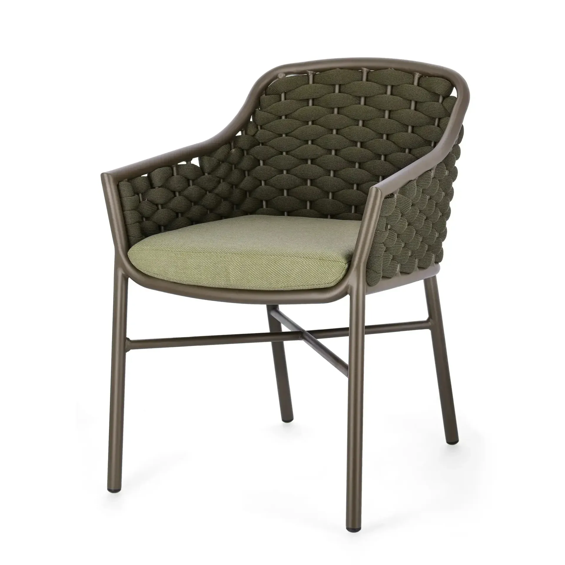 Krzesło ogrodowe EVERLY  Bizzotto brązowo-zielone aluminiowe