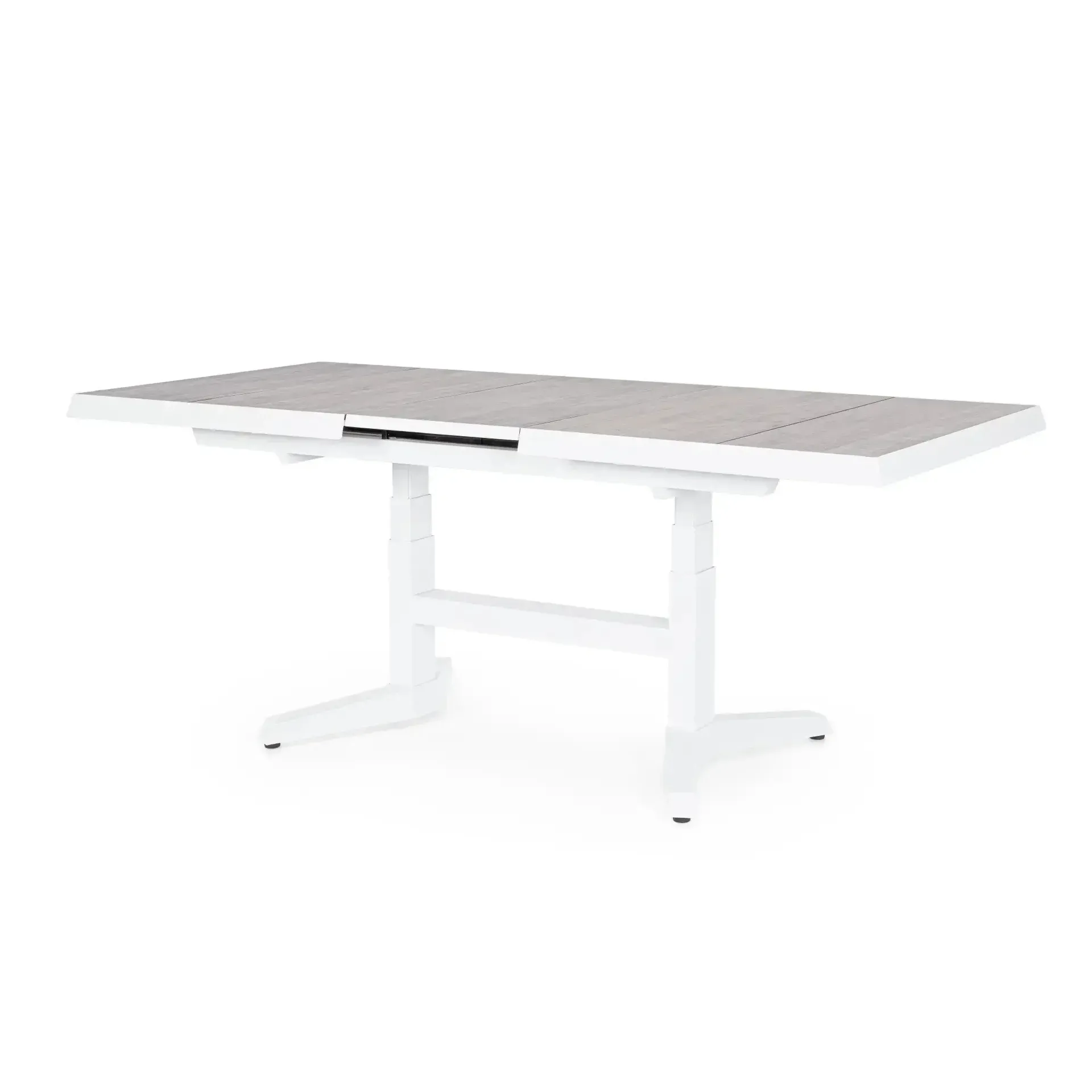 Rozkładany stół z regulacją wysokości ROBERT 143-183x88x53-75 Bizzotto biały aluminiowy