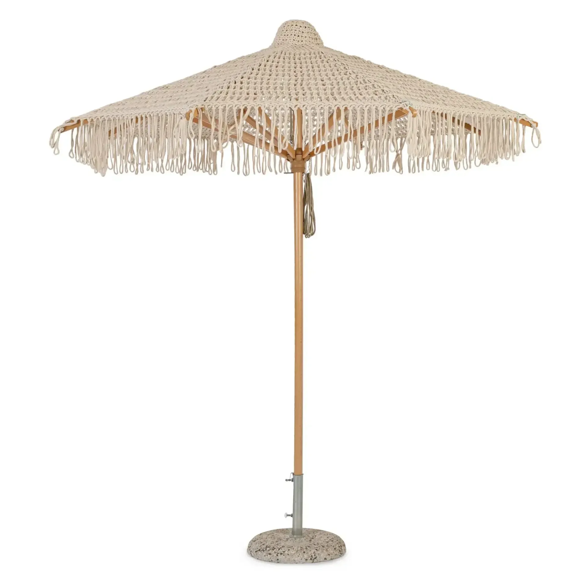 Parasol basenowy okrągły makrama MACRAME' Ø254 Bizzotto kremowy drewniany