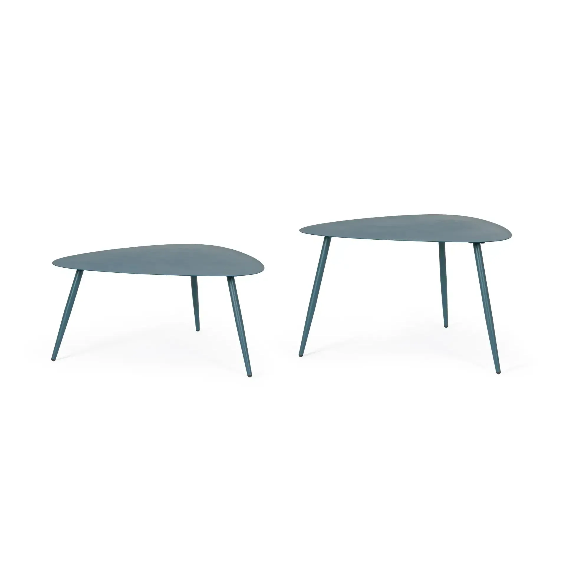 Zestaw stolików YVONNE 77.5x73.5 + 77.5x73.5 Bizzotto niebieskich stalowe