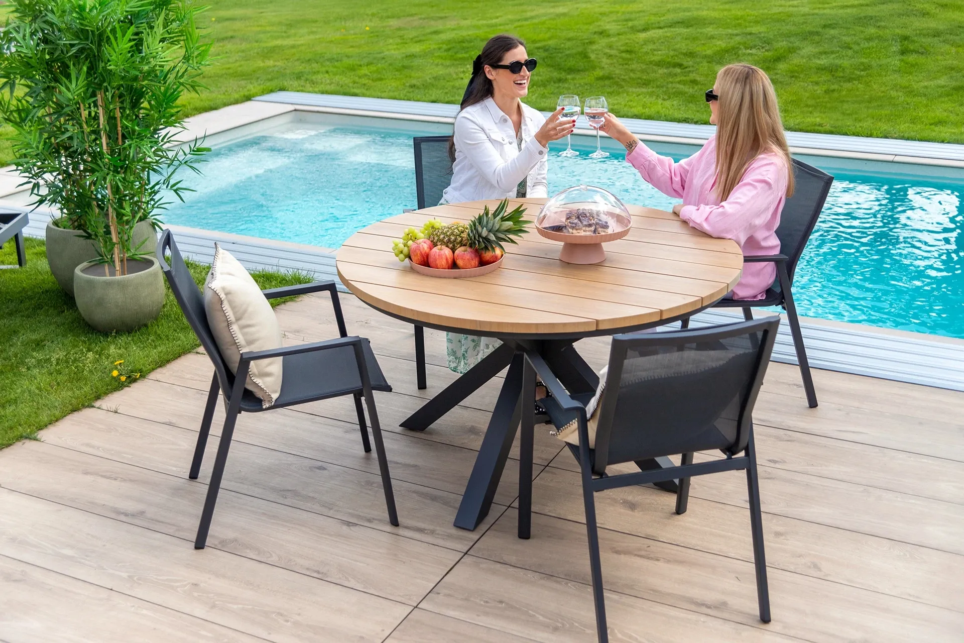 Bolzano zestaw mebli jadalnianych do ogrodu Zefiro Ø130/Kastor antracyt aluminium