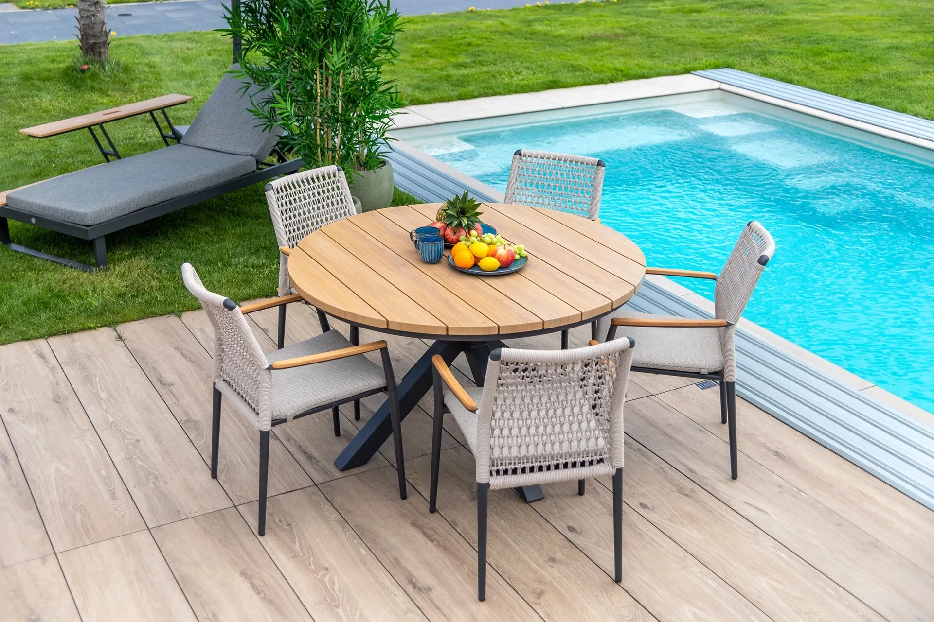 Bolzano zestaw mebli jadalnianych do ogrodu Zefiro Ø130/Martaio antracyt aluminium