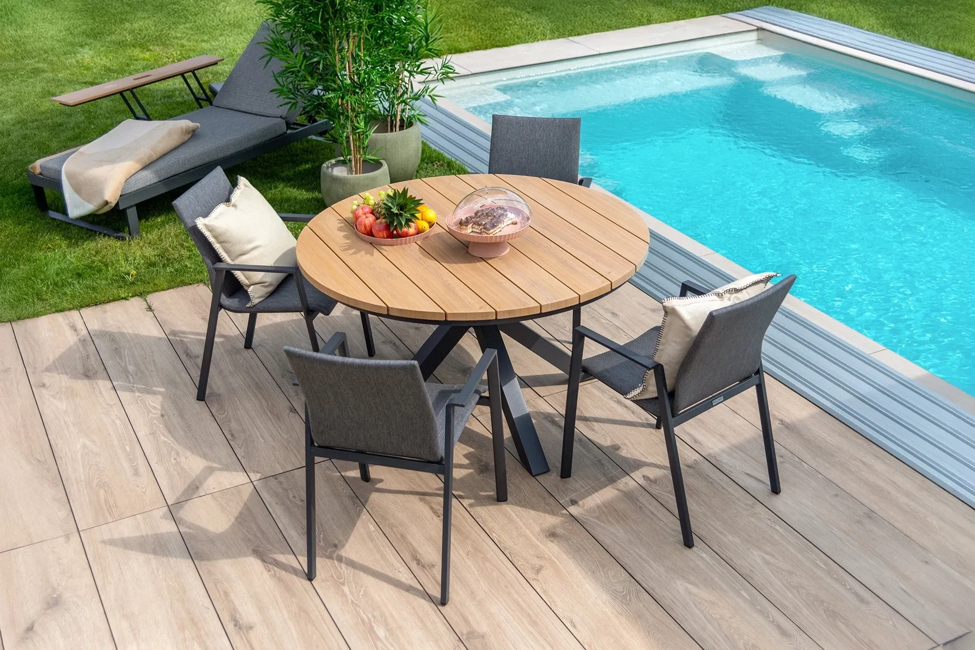 Bolzano zestaw mebli jadalnianych do ogrodu Zefiro Ø130/Orte antracyt aluminium