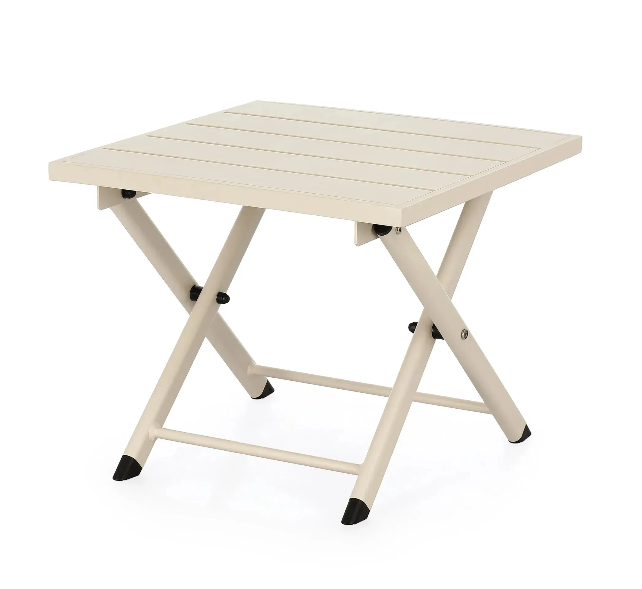 Stolik kawowy składany Taylor whisper Bizzotto 44x43 beżowy aluminium