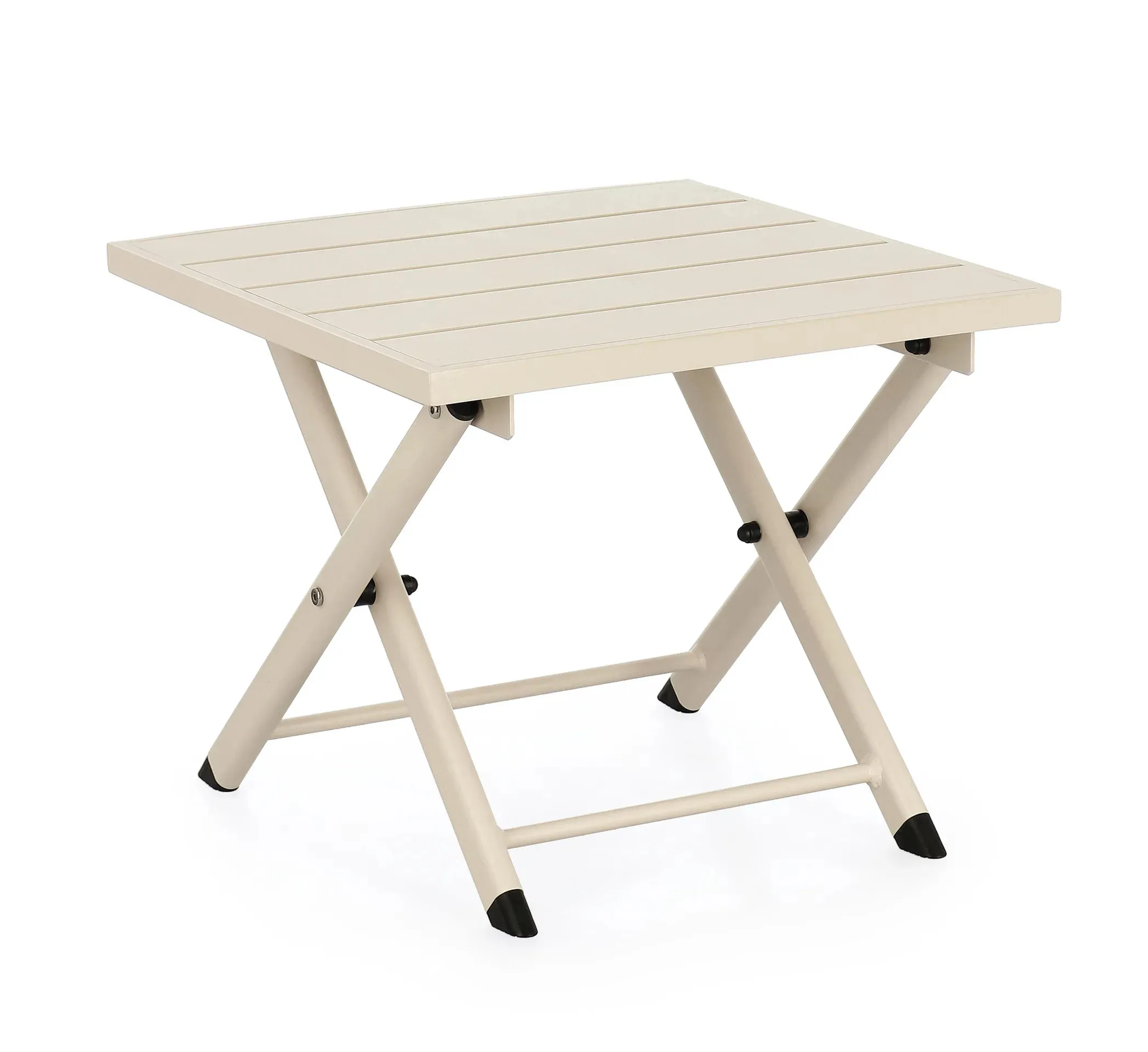 Stolik kawowy składany Tyrian Bolzano 44x43 beżowy aluminium