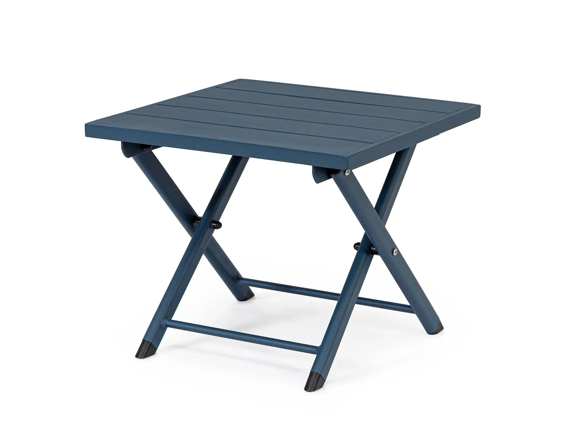 Stolik kawowy składany Taylor Bizzotto 44x43 niebieski aluminium