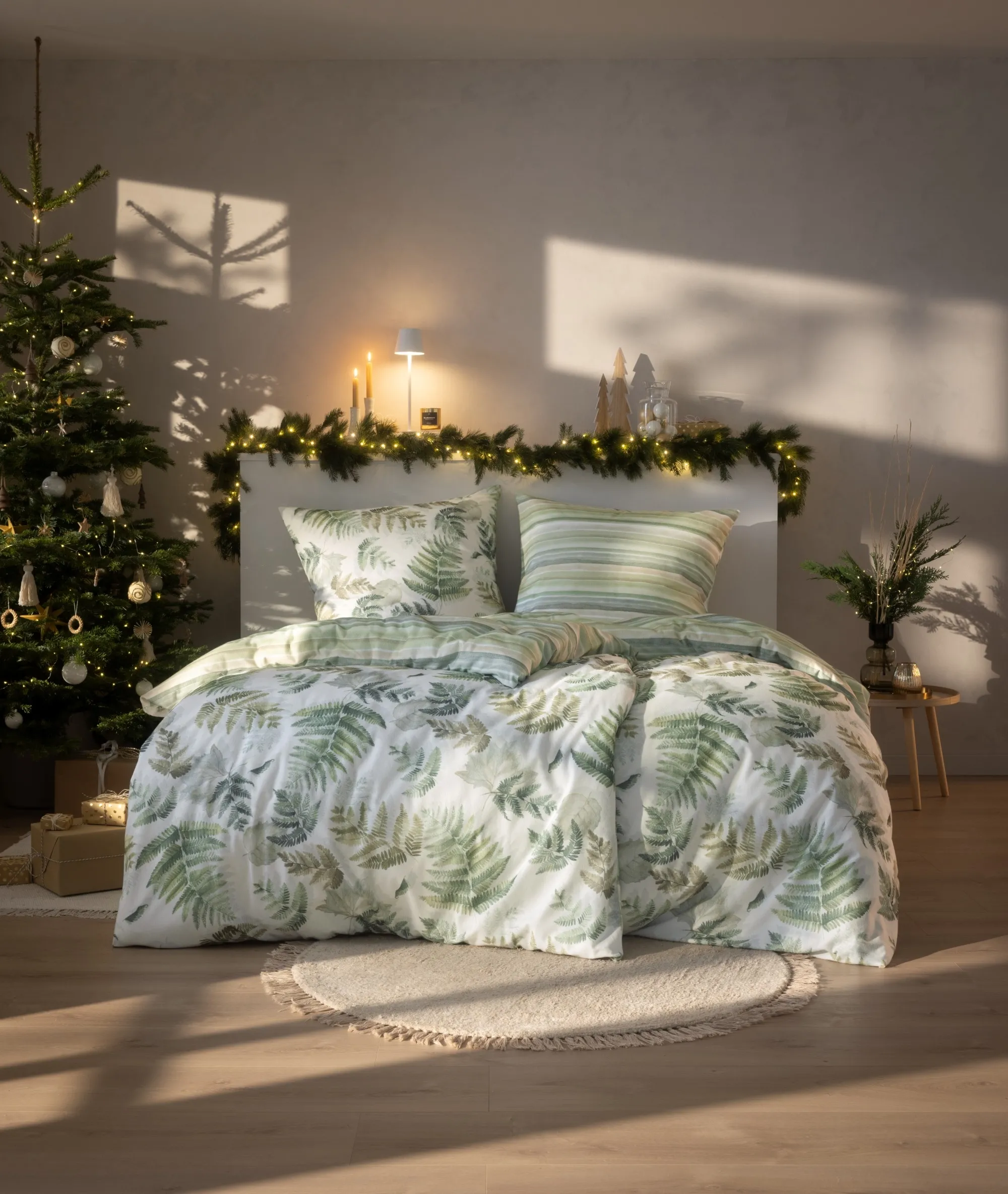 Pościel Estella 4469/530 Fern Leaves Flanela 200x220cm 3 części