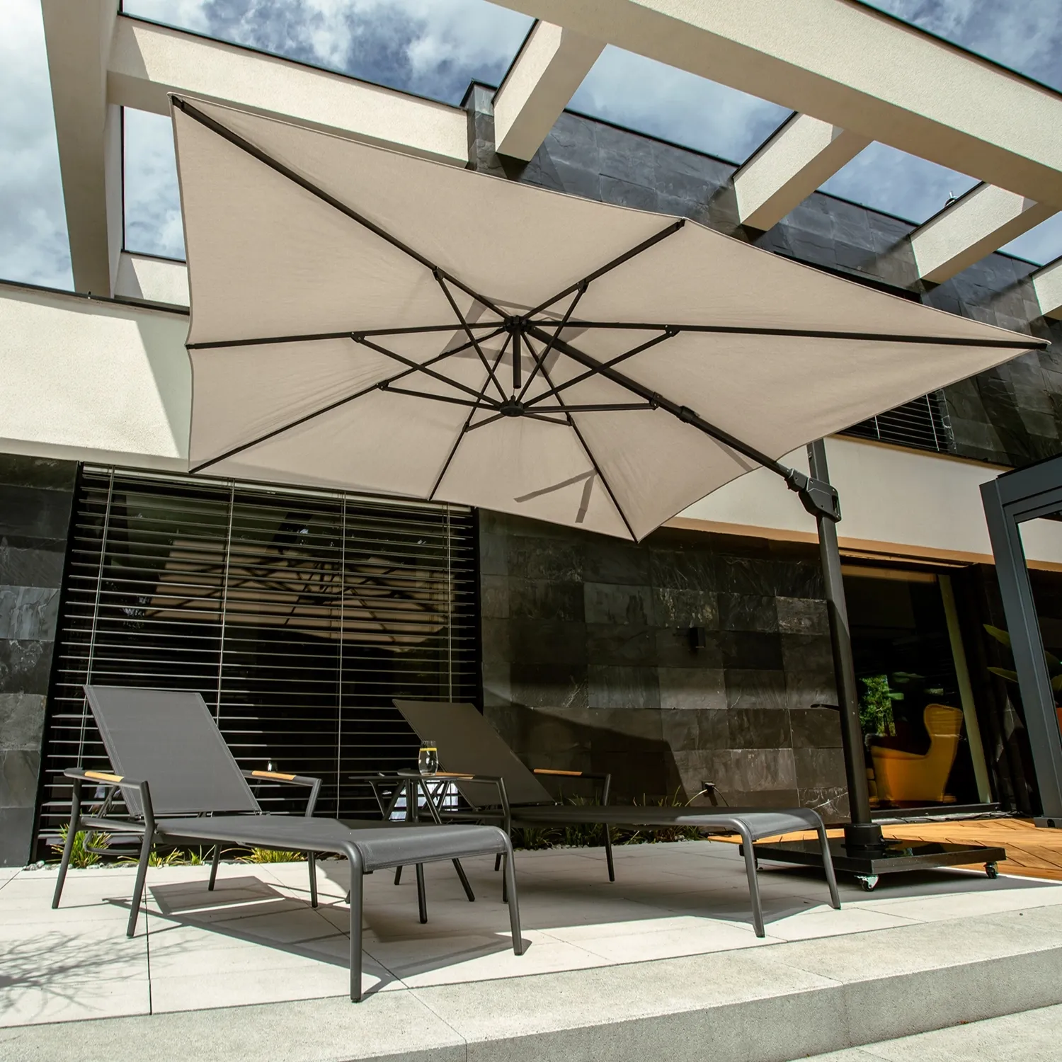 Parasol ogrodowy Horizon Premium 3m x 3m Szary