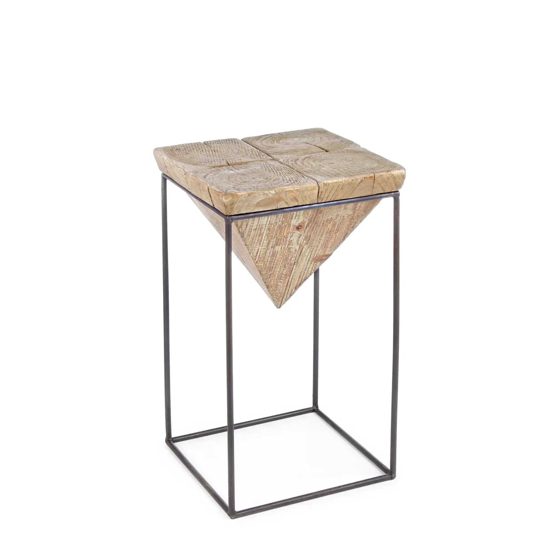 Stołek dekoracyjny PRISMY Bizzotto naturalna jodłowy 31x31x55