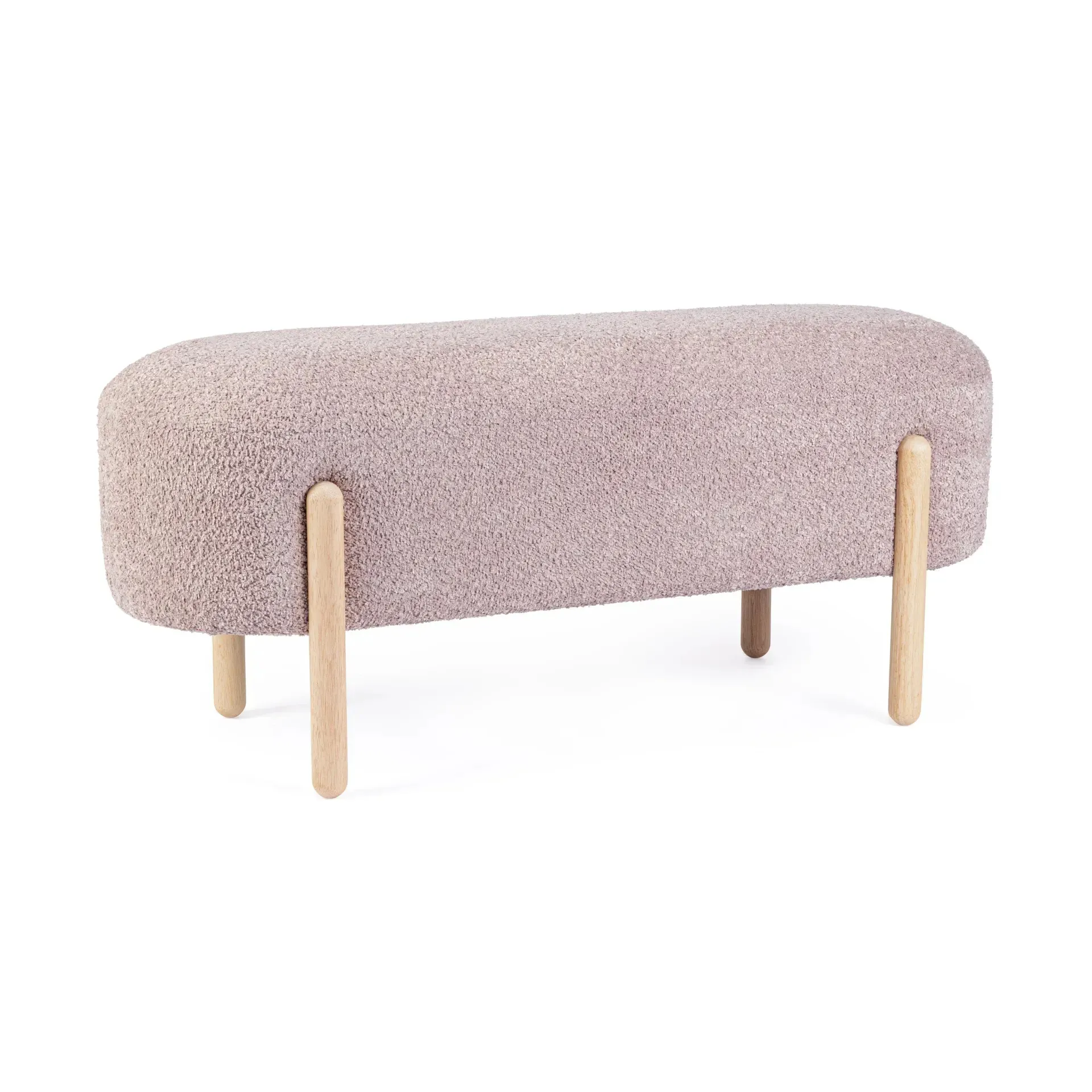 Minimalistyczna ławka tapicerowana DAYLA Bizzotto jasnoróżowa 108x41,5x48