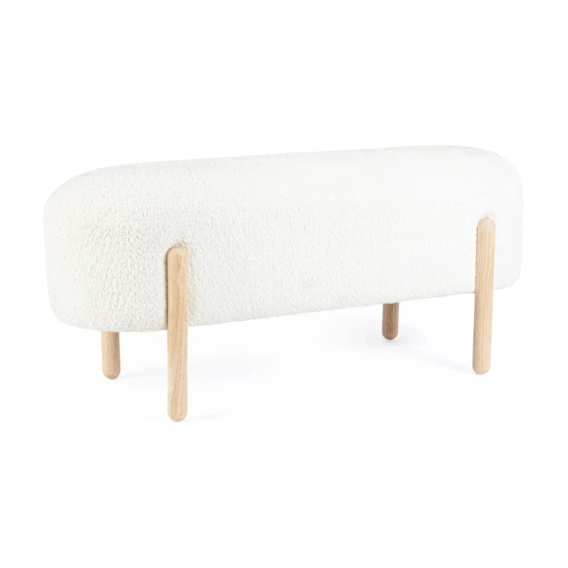 Minimalistyczna ławka tapicerowana DAYLA Bizzotto biała 108x41,5x48