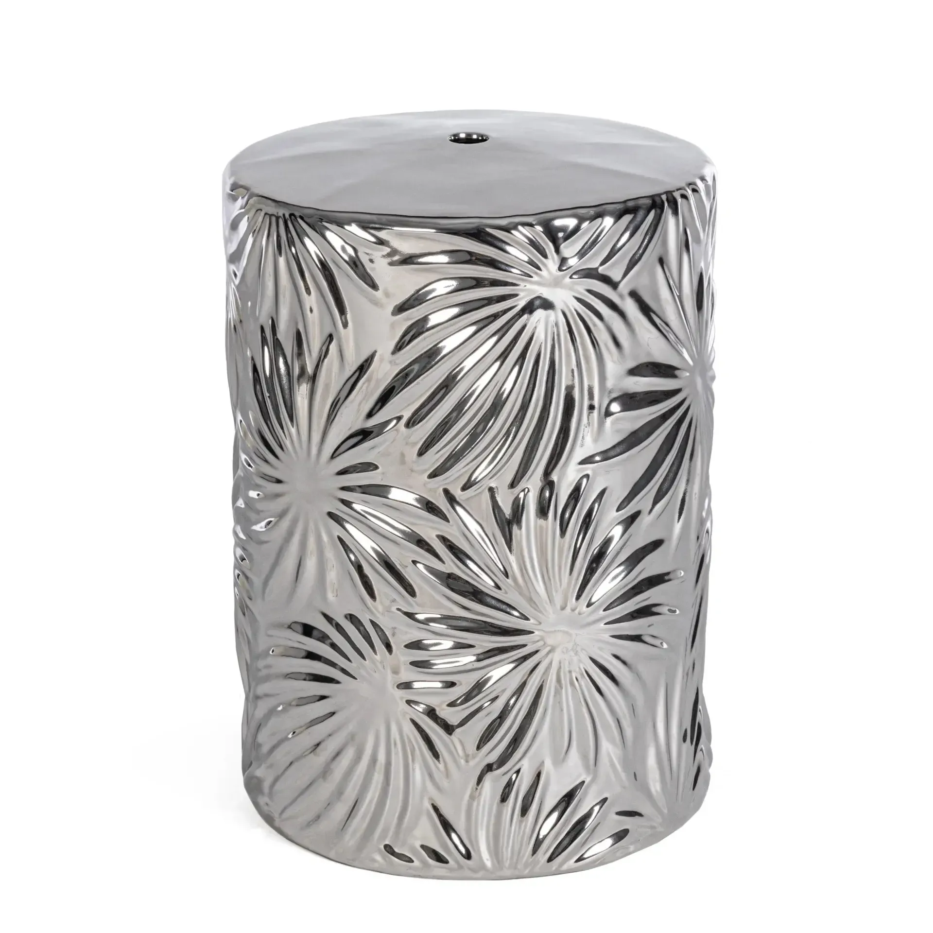 Stołek w stylu vintage SFINGE Bizzotto srebrny ceramiczny Ø33x46