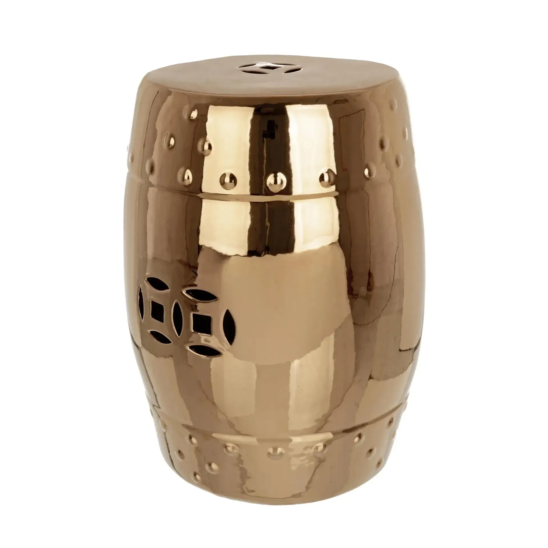 Stołek w stylu vintage SFINGE Bizzotto złoty ceramiczny Ø33x46