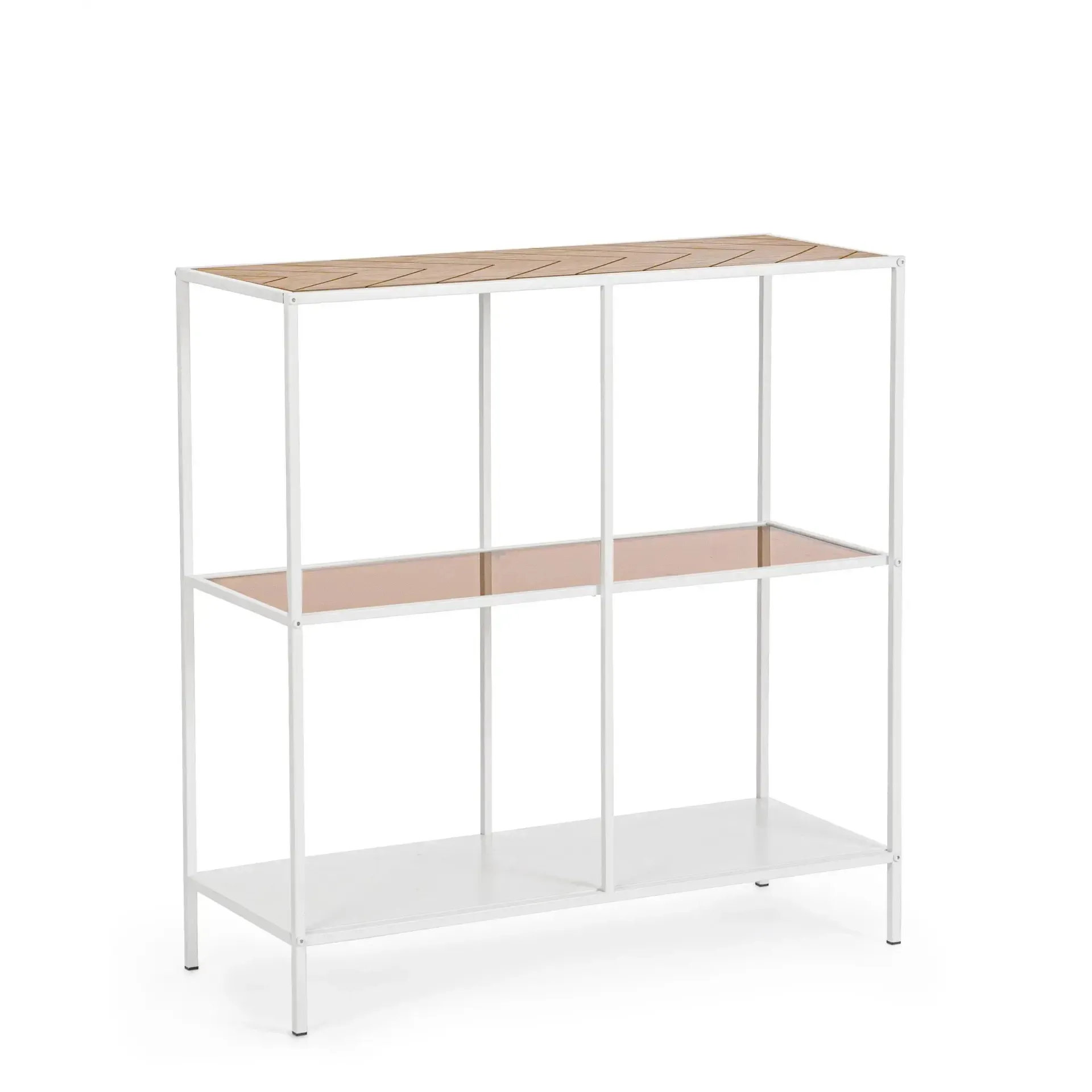 Konsola HALDOR Bizzotto biała drewno + stal 82x33x85