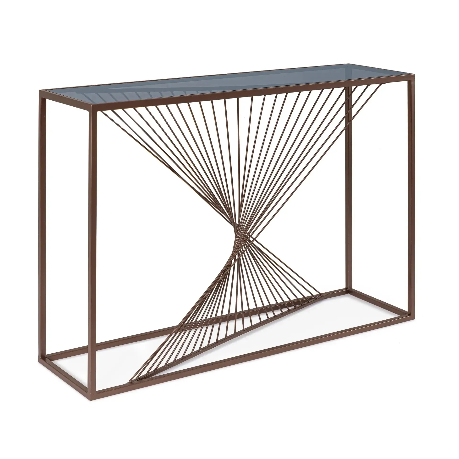 Konsola ESPIRAL Bizzotto brązowa Szkło + stal 107x30,5x79