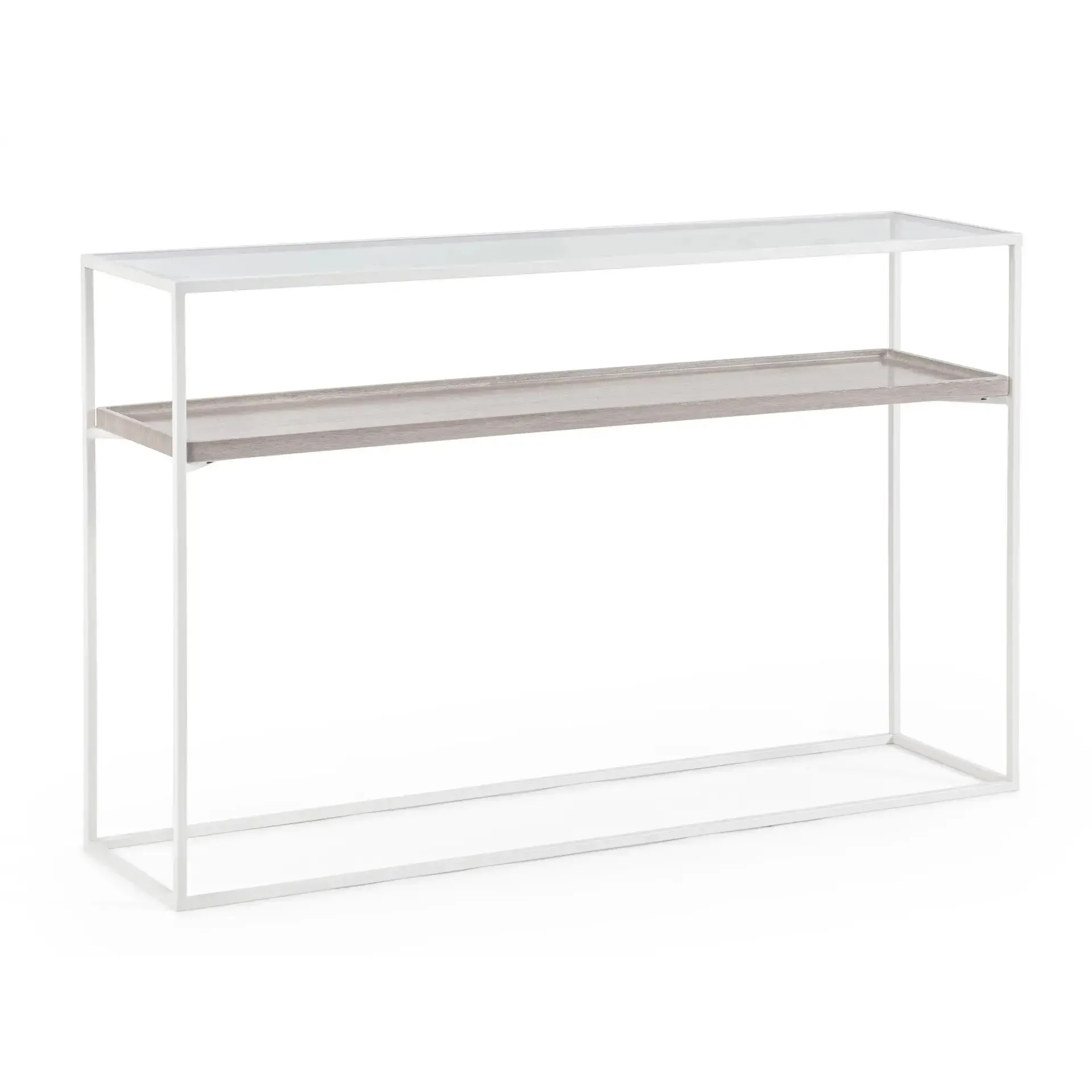 Konsola LAUREL Bizzotto biała szkło + MDF 120x30x75