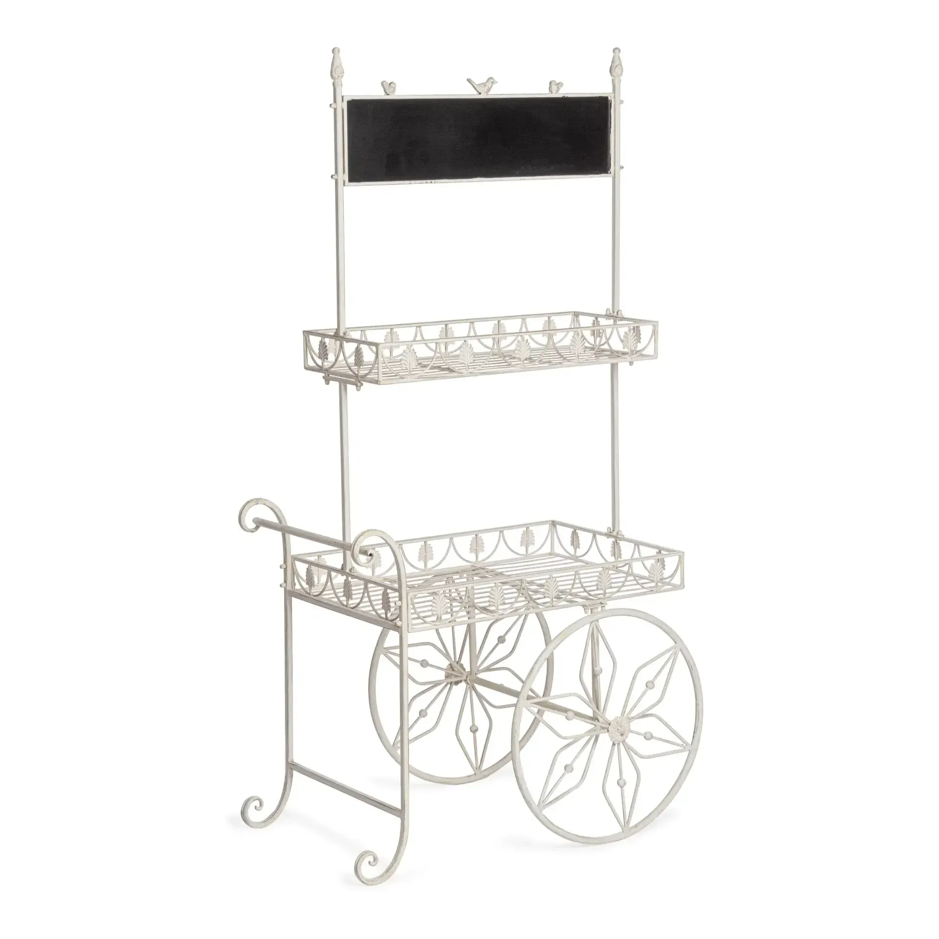 Stojak w kształcie wózka LEXI Bizzotto biały stalowy 82x64x165