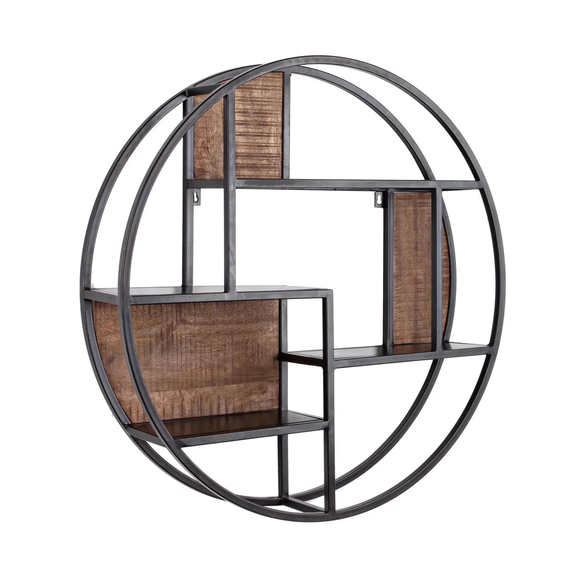 Półka ścienna wisząca WALTON Bizzotto czarna stalowa ze wstawkami drewna 80x16