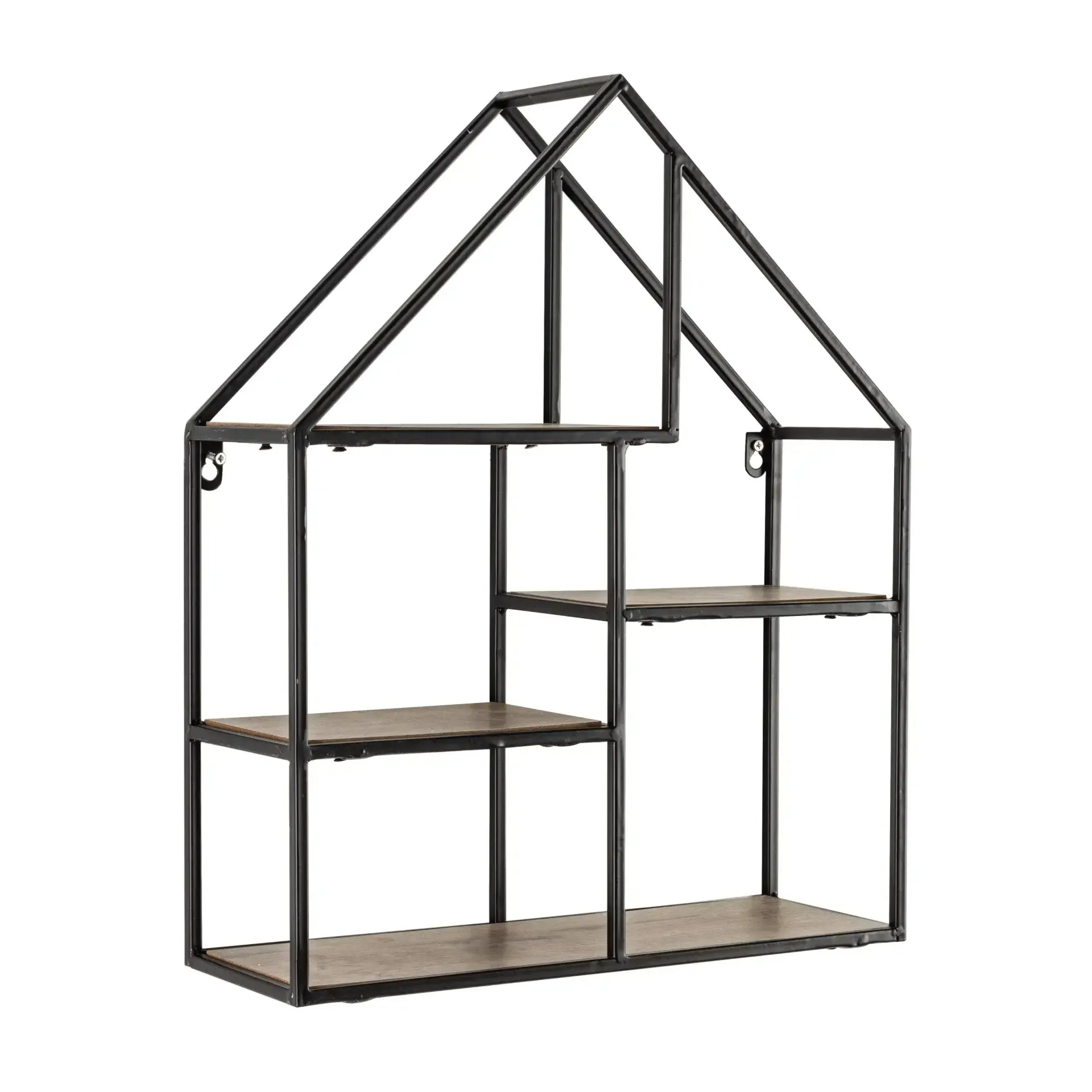 Półka wisząca w kształcie domku SHAPE Bizzotto naturalna stal + drewno 40x14x50