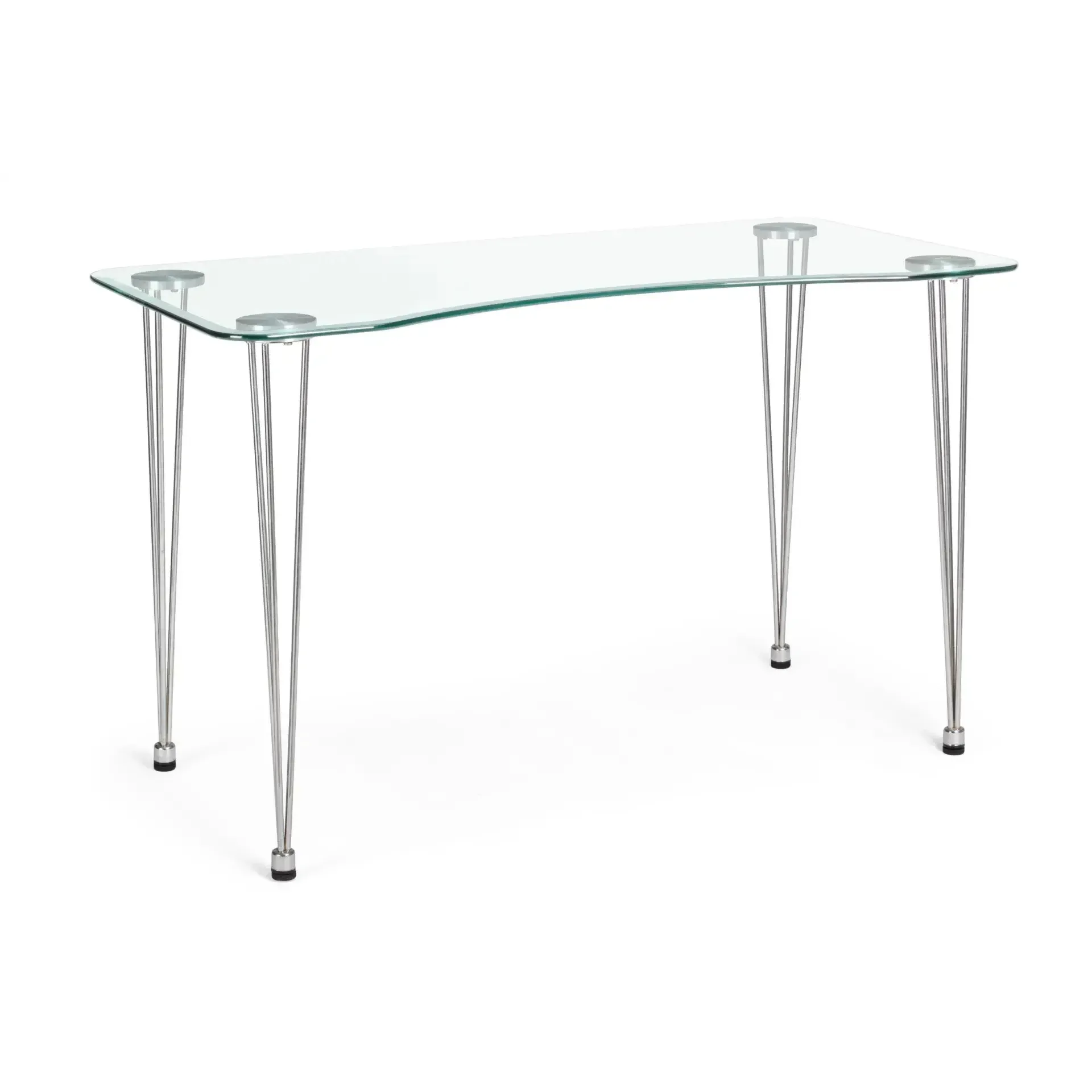 Biurko z przezroczystym profilowanym blatem RONDO' Bizzotto transparentne stal + szkło 120x60x74