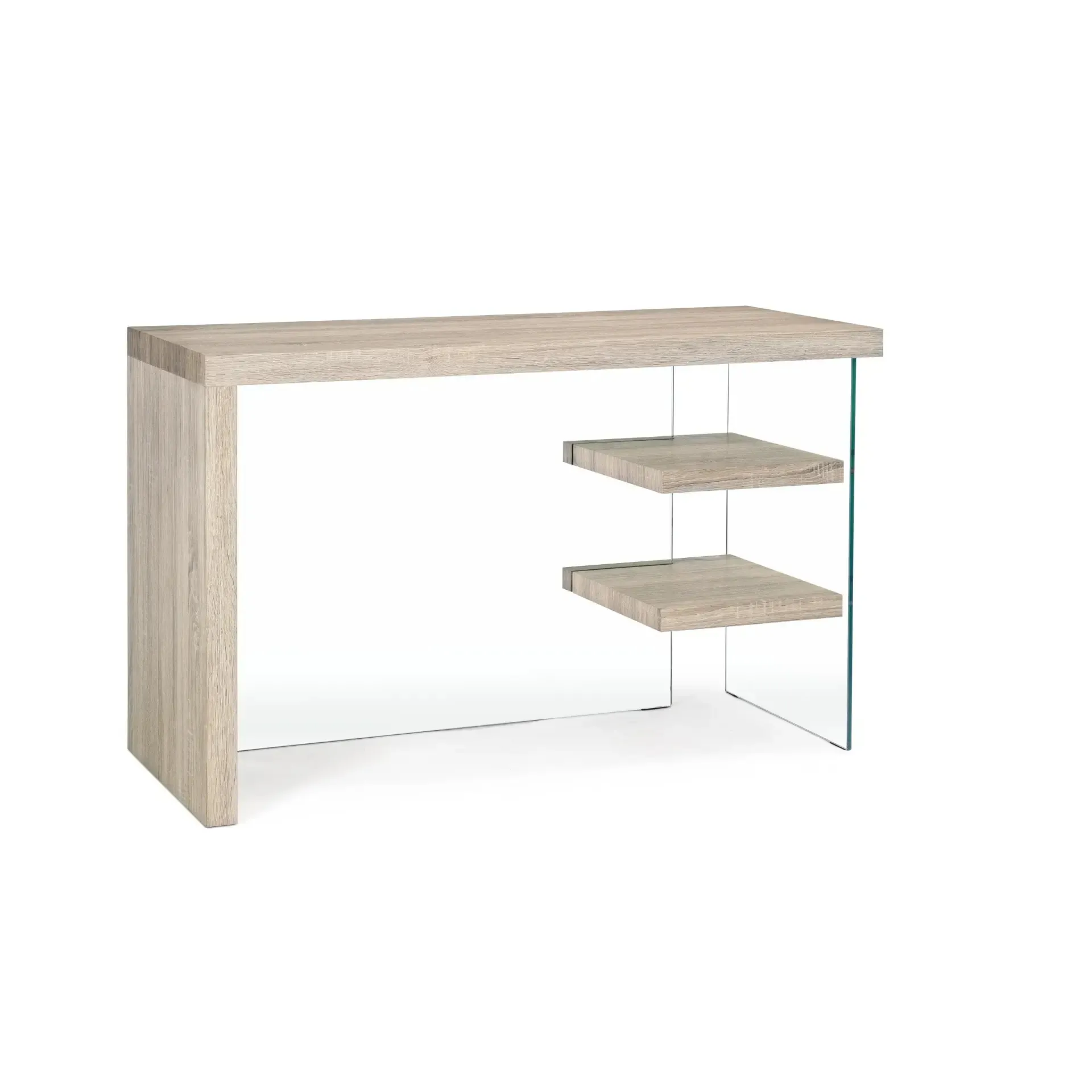 Biurko z przezroczystymi ściankami BILBAO Bizzotto drewnopodobne szkło + MDF 120x50x76
