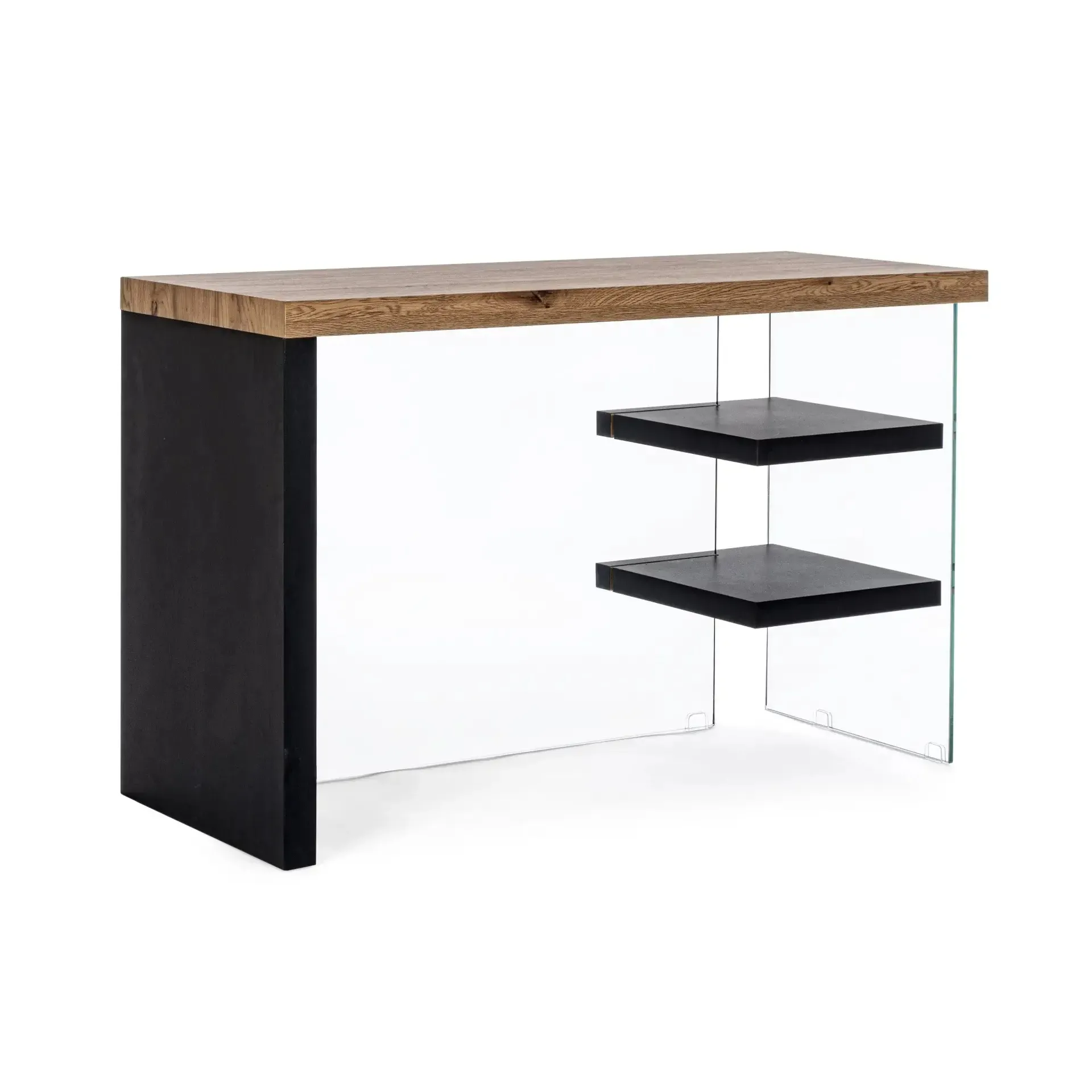 Biurko z przezroczystymi ściankami LINE Bizzotto czarne  szkło + MDF 120x50x76