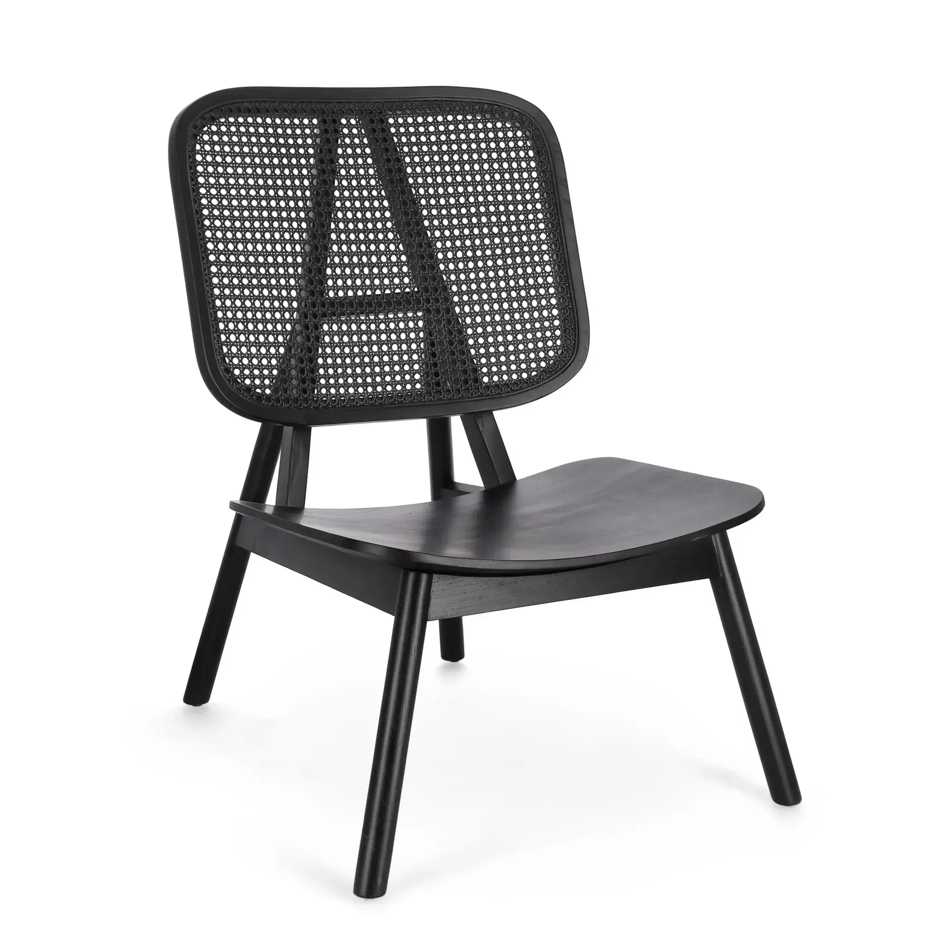 Fotel z oparciem z rattanu YVES Bizzotto czarny drewno teakowe 67x80x91,5