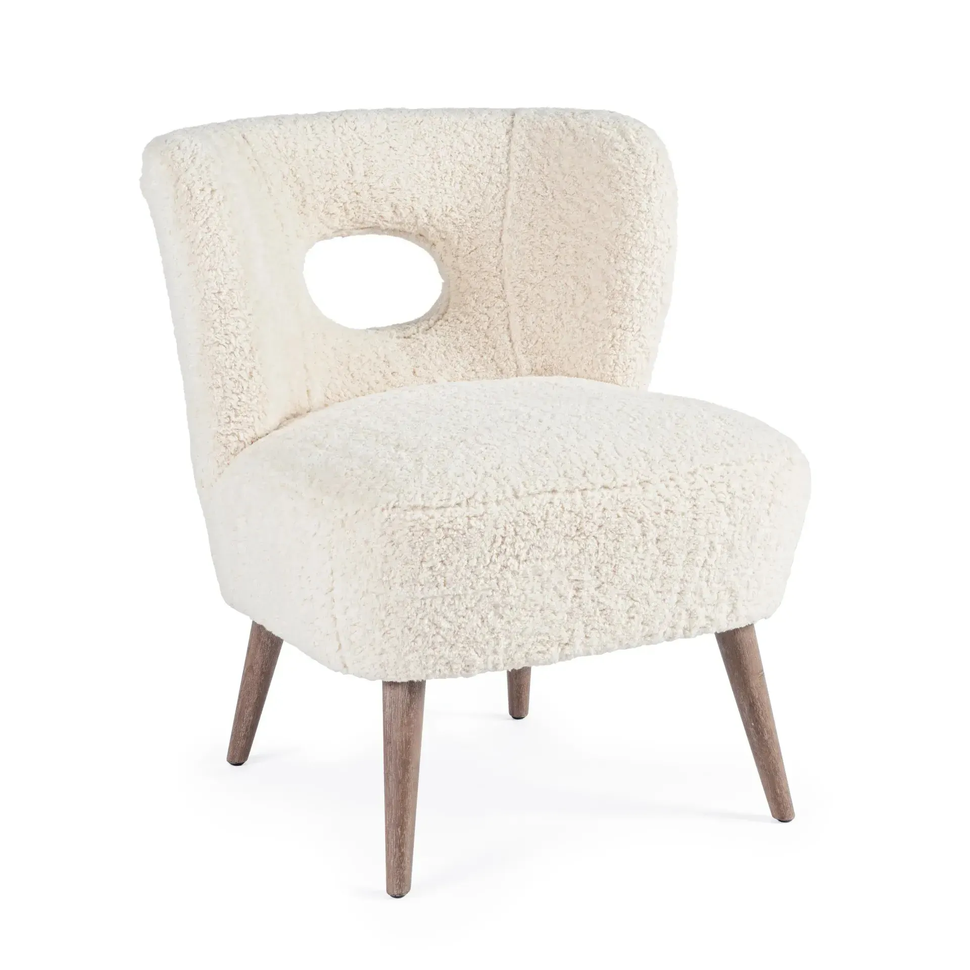 Fotel CORTINA Bizzotto biały tkanina z efektem wełny 65x68x77