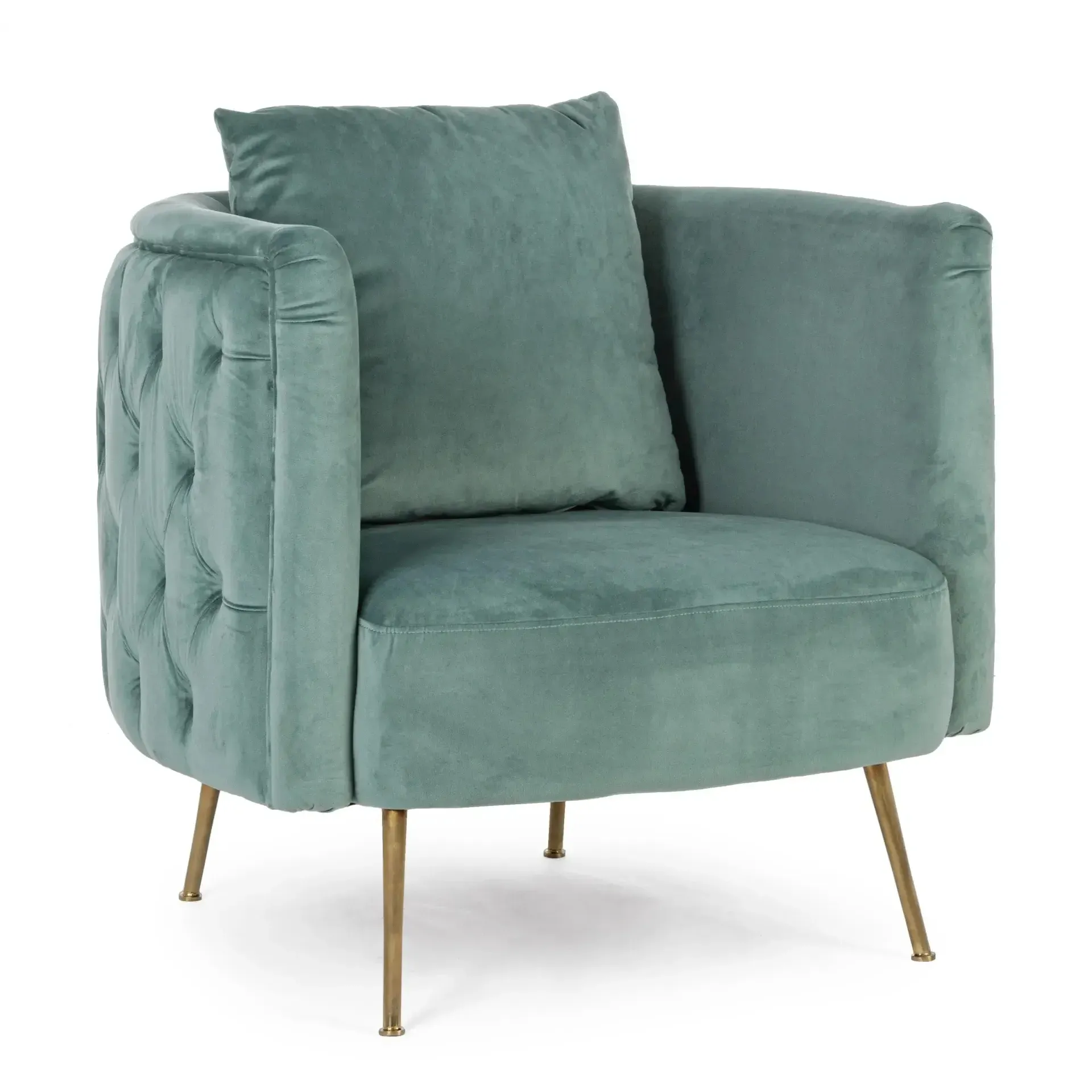 Fotel TENBURY Bizzotto jasnoniebieski tkanina tapicerska z wykończeniem capitonne 83x77x79.5