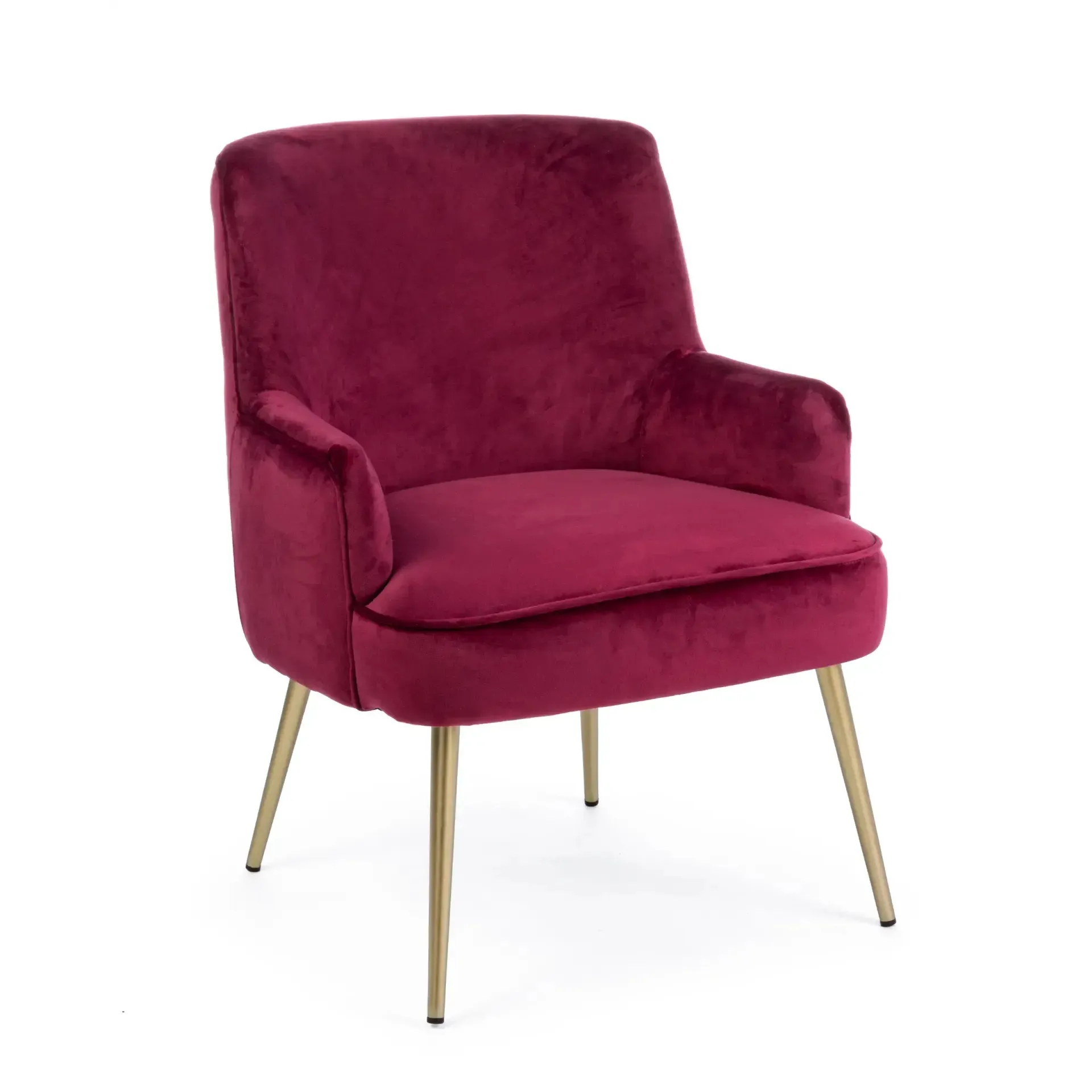 Fotel CLELIA Bizzotto winny tkanina tapicerska z efektem aksamitu 60x66x82