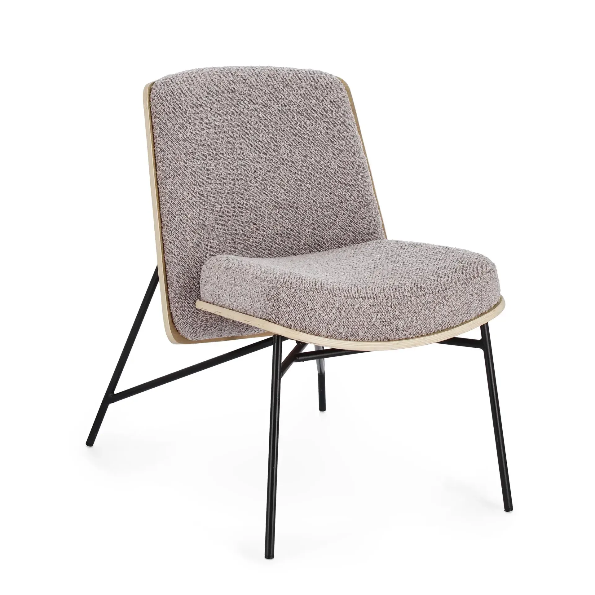 Fotel EMERSON Bizzotto szary tkanina tapicerska z efektem Boucle 59x71x80