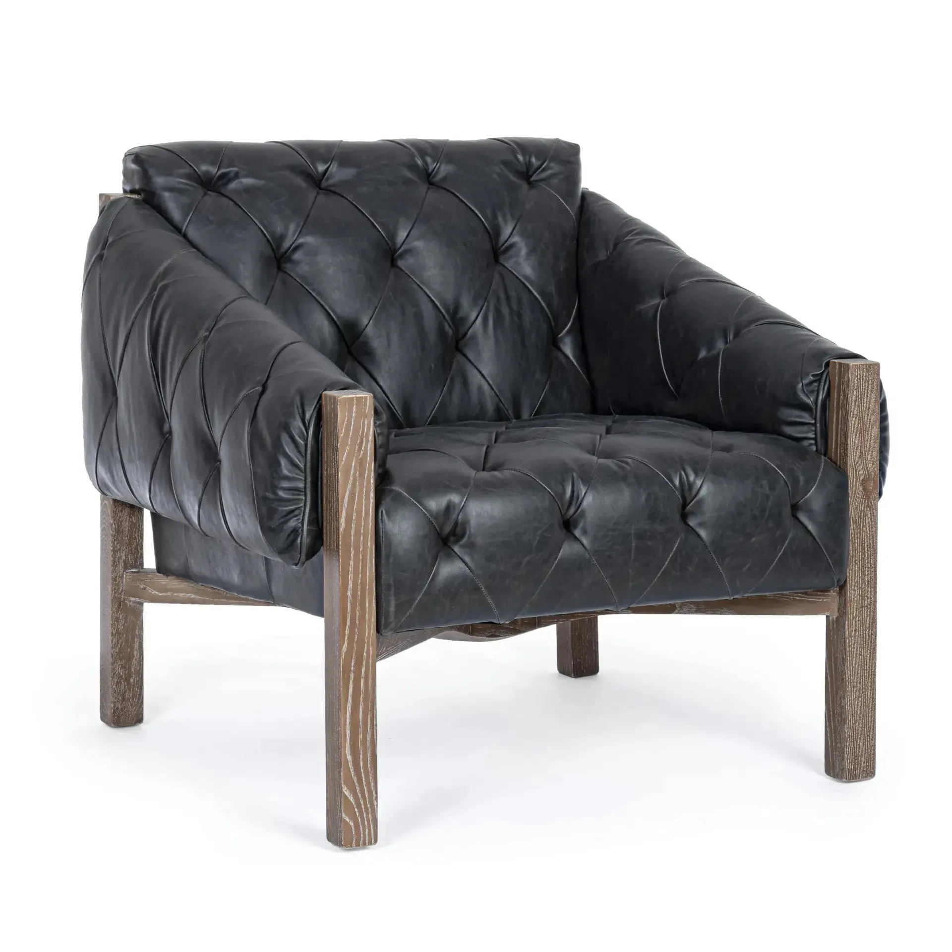 Klasyczny fotel HARRISON Bizzotto czarny ze skóry ekologicznej 83.5x81.5x76