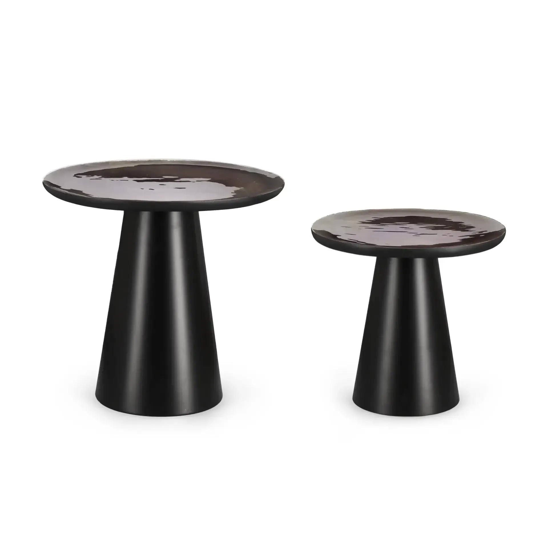 Zestaw stolików kawowych ZAINAB Bizzotto czarny drewno mango Ø43x42 | Ø56x52