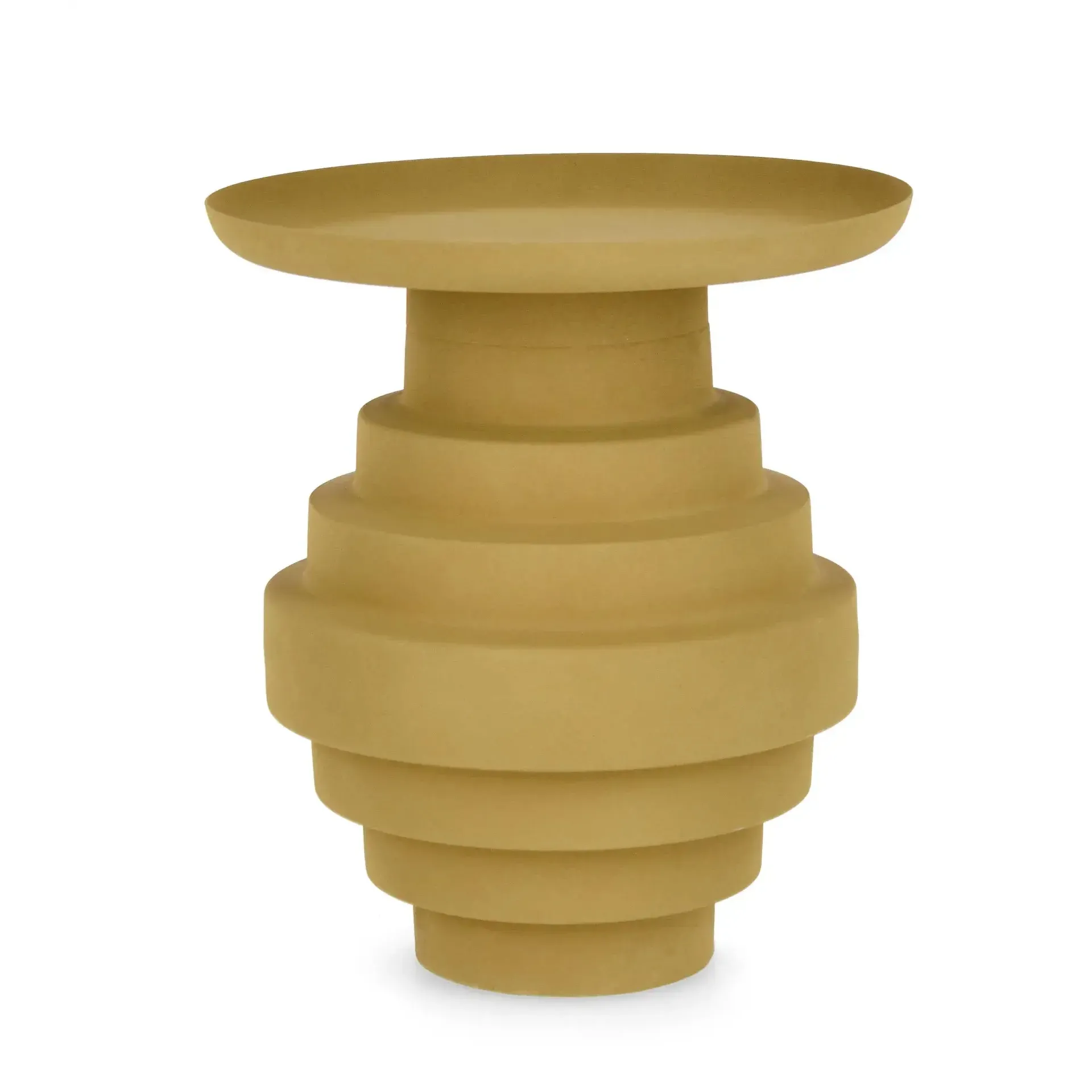 Stolik kawowy AMBA Bizzotto musztardowy stal matowa z efektem szorstkości Ø35.5x40