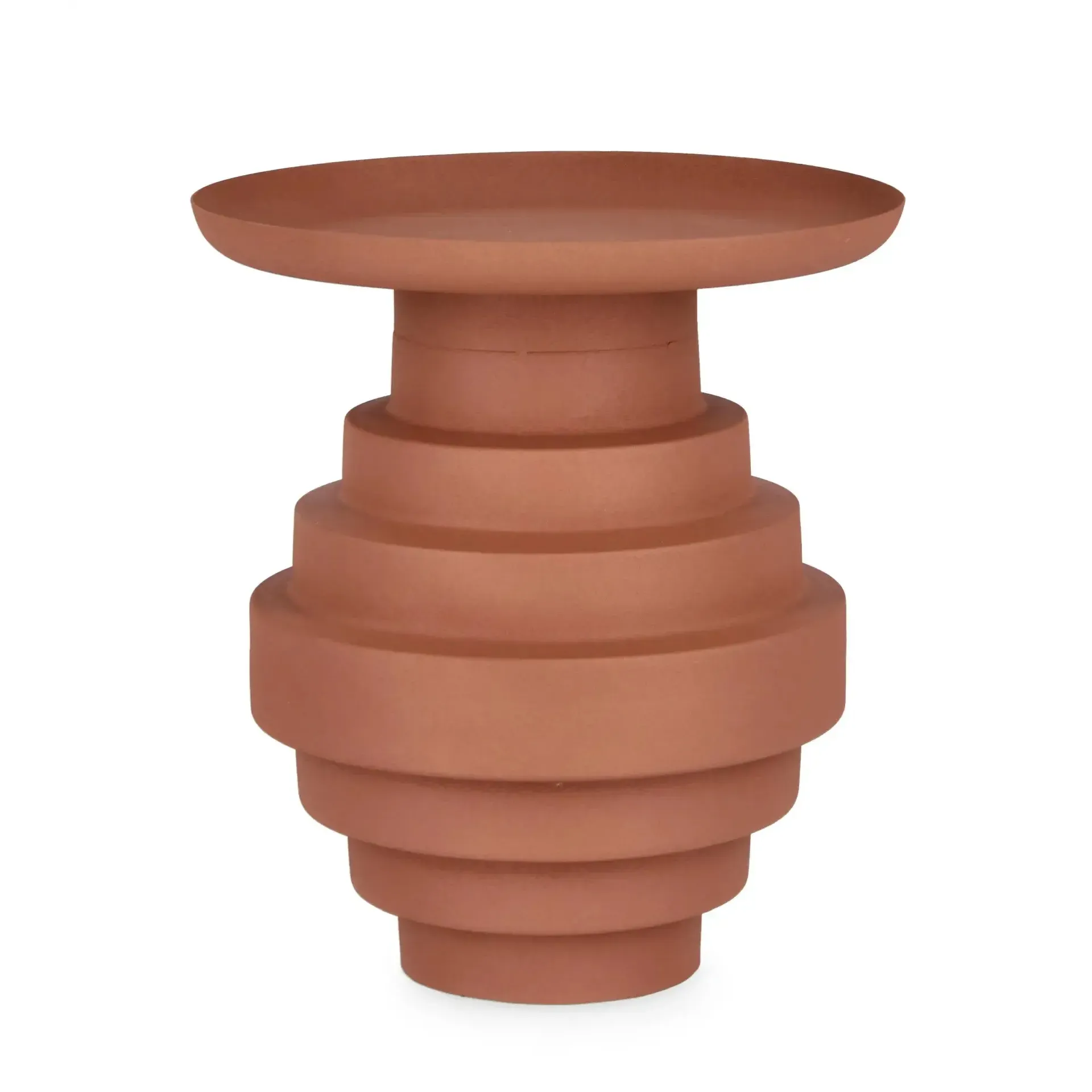 Stolik kawowy AMBA Bizzotto terracotta stal matowa z efektem szorstkości Ø35.5x40