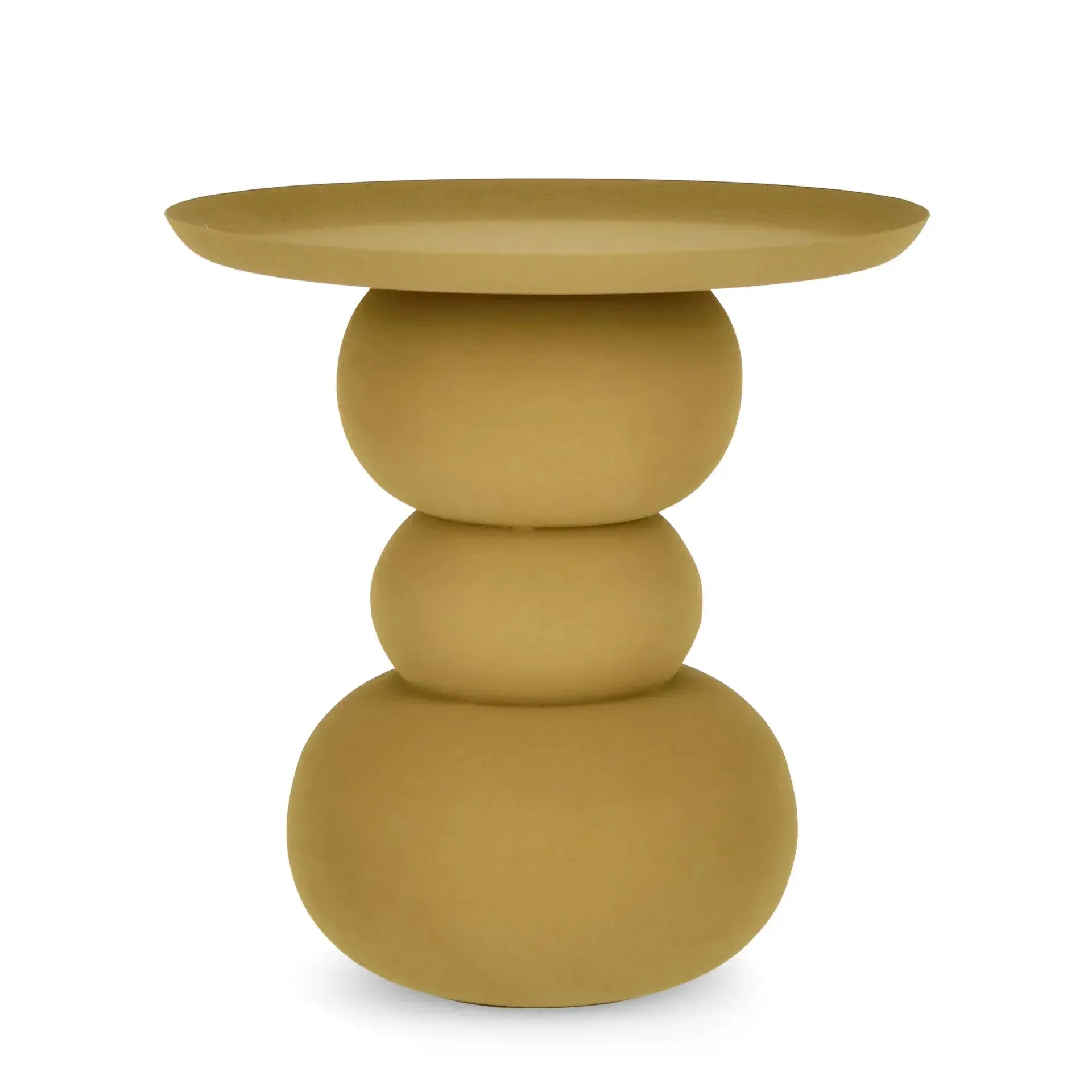 Stolik kawowy ALPA Bizzotto musztardowy stal matowa z efektem szorstkości Ø41x42