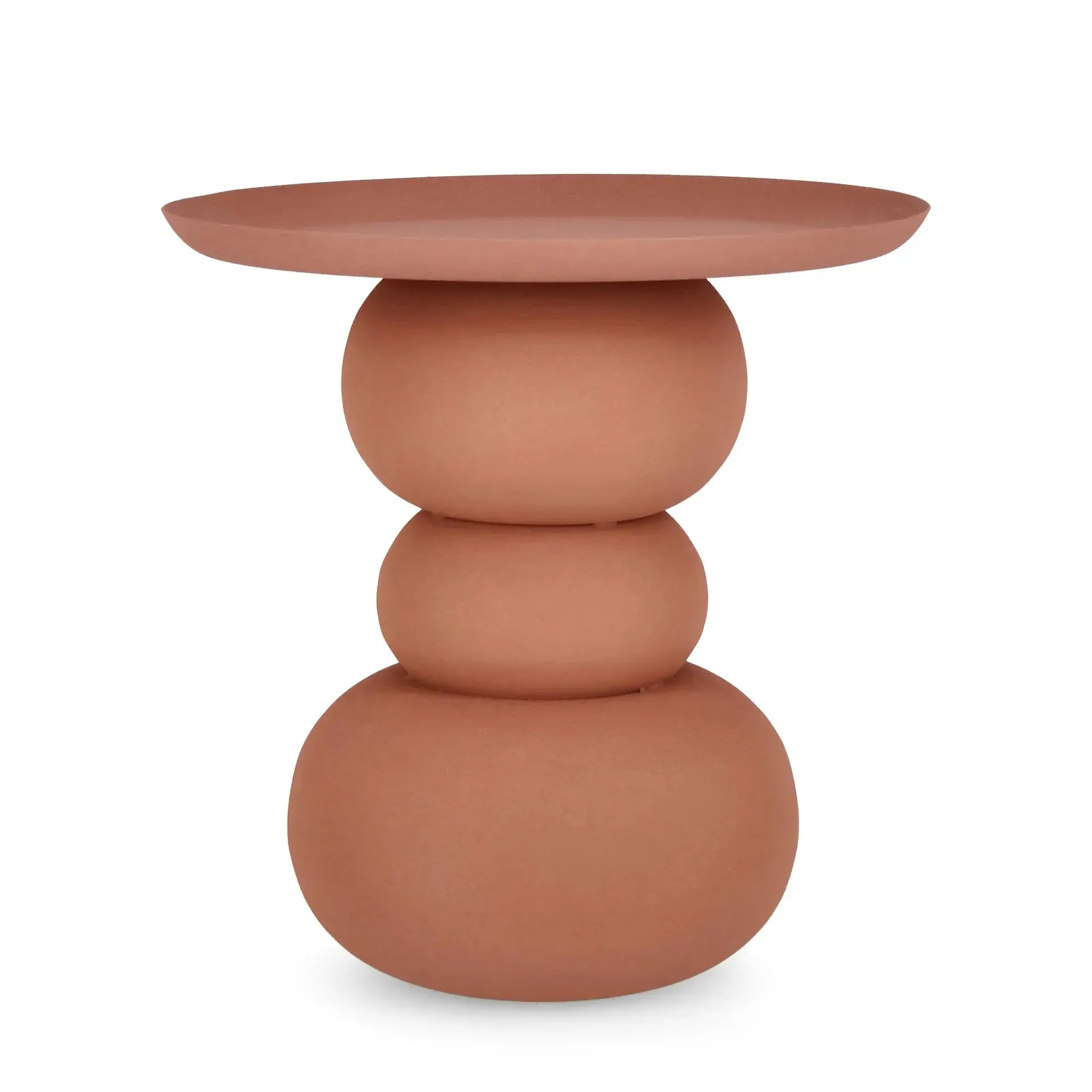 Stolik kawowy ALPA Bizzotto terracotta stal matowa z efektem szorstkości Ø41x42