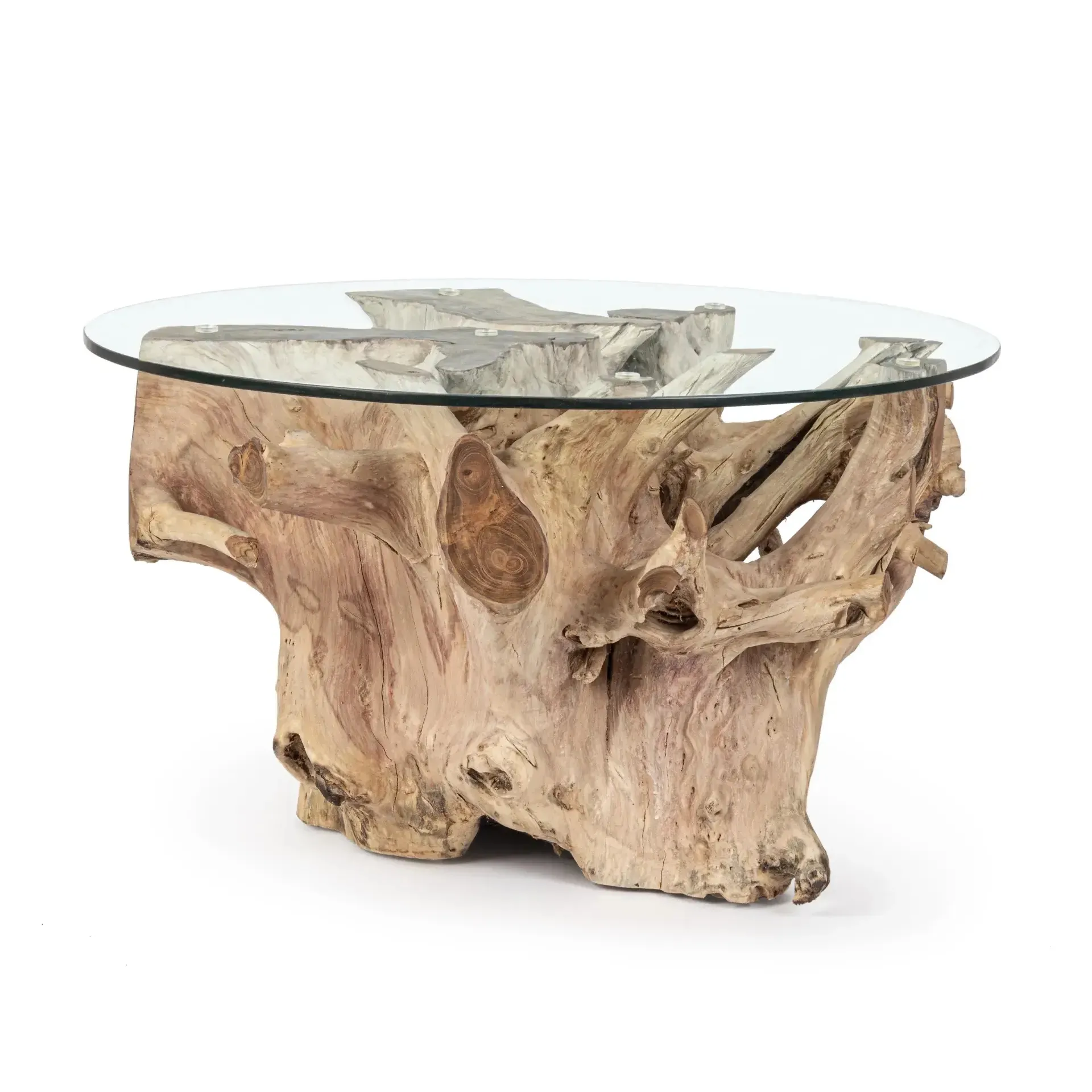 Stolik kawowy ROSALIND Bizzotto naturalny drewniany Ø70x46 | Ø80x46