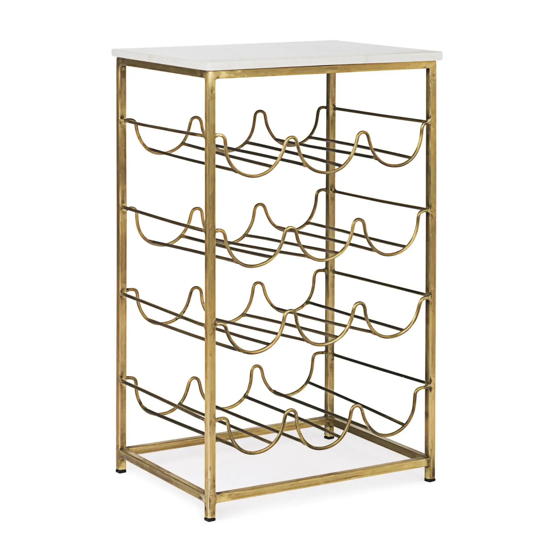 Stojak na wino MARMOL Bizzotto  stalowy z mosiężnym wykończeniem 39x29x65