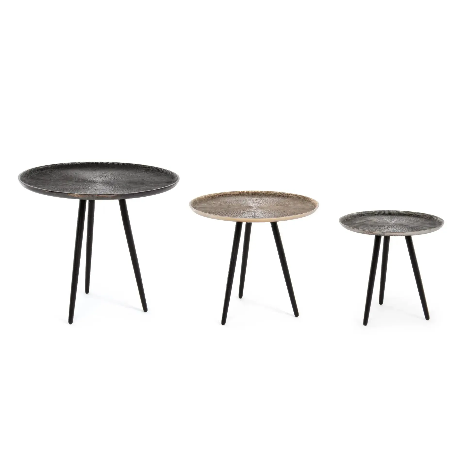 Zestaw stolików kawowych TAHIR Bizzotto  aluminiowych Ø33x30 | Ø41x35 | Ø49x40