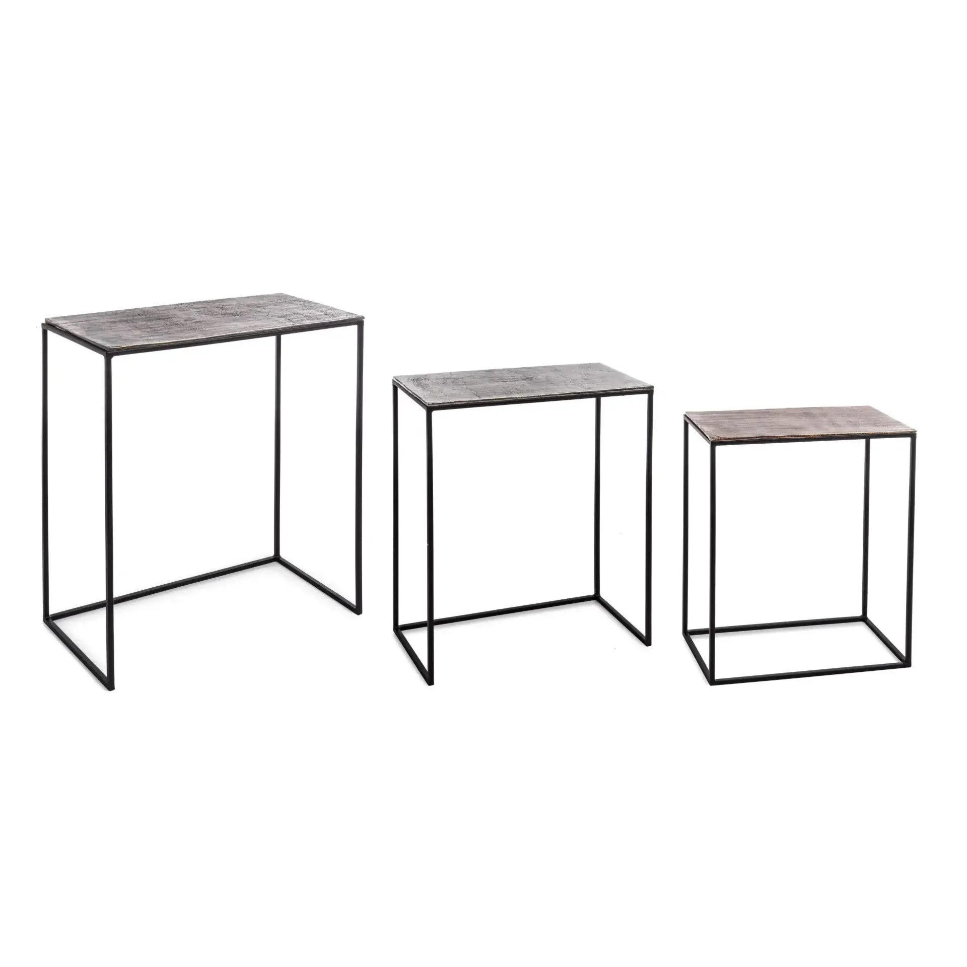 Zestaw stolików kawowych TAHIR Bizzotto  aluminiowych 43x23x55 | 48x28x61 | 53x28x66